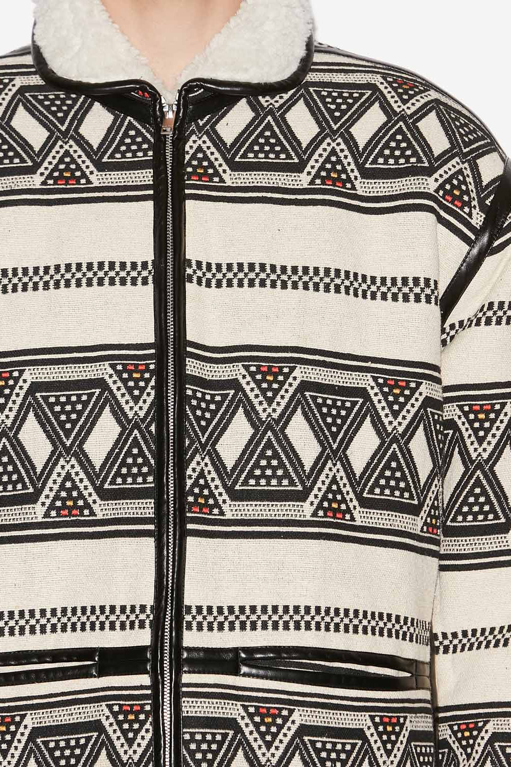 Nelkis graphic pattern jacquard jacket - Ecru and black - Man - 3