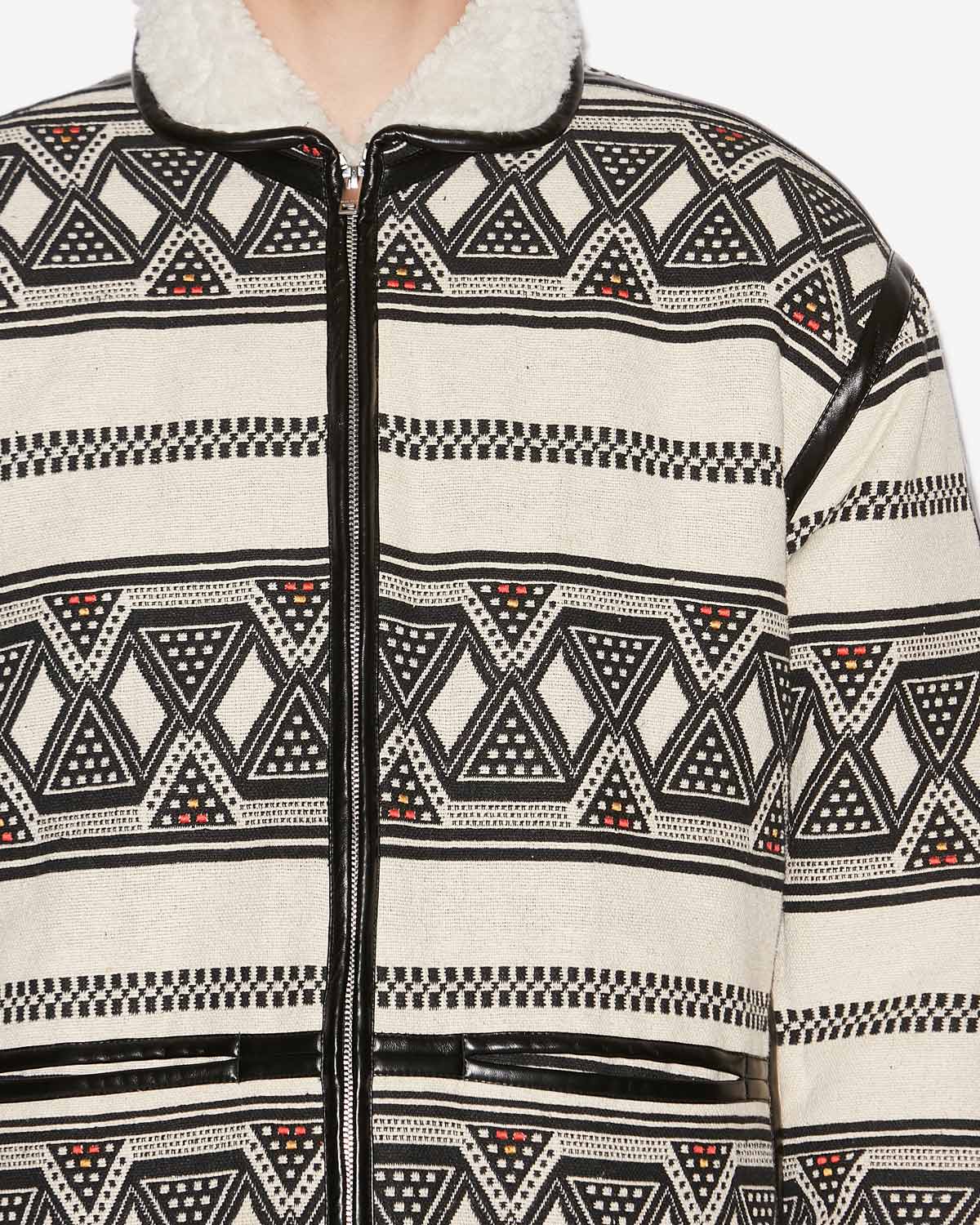 Nelkis graphic pattern jacquard jacket - Ecru and black - Man - 2