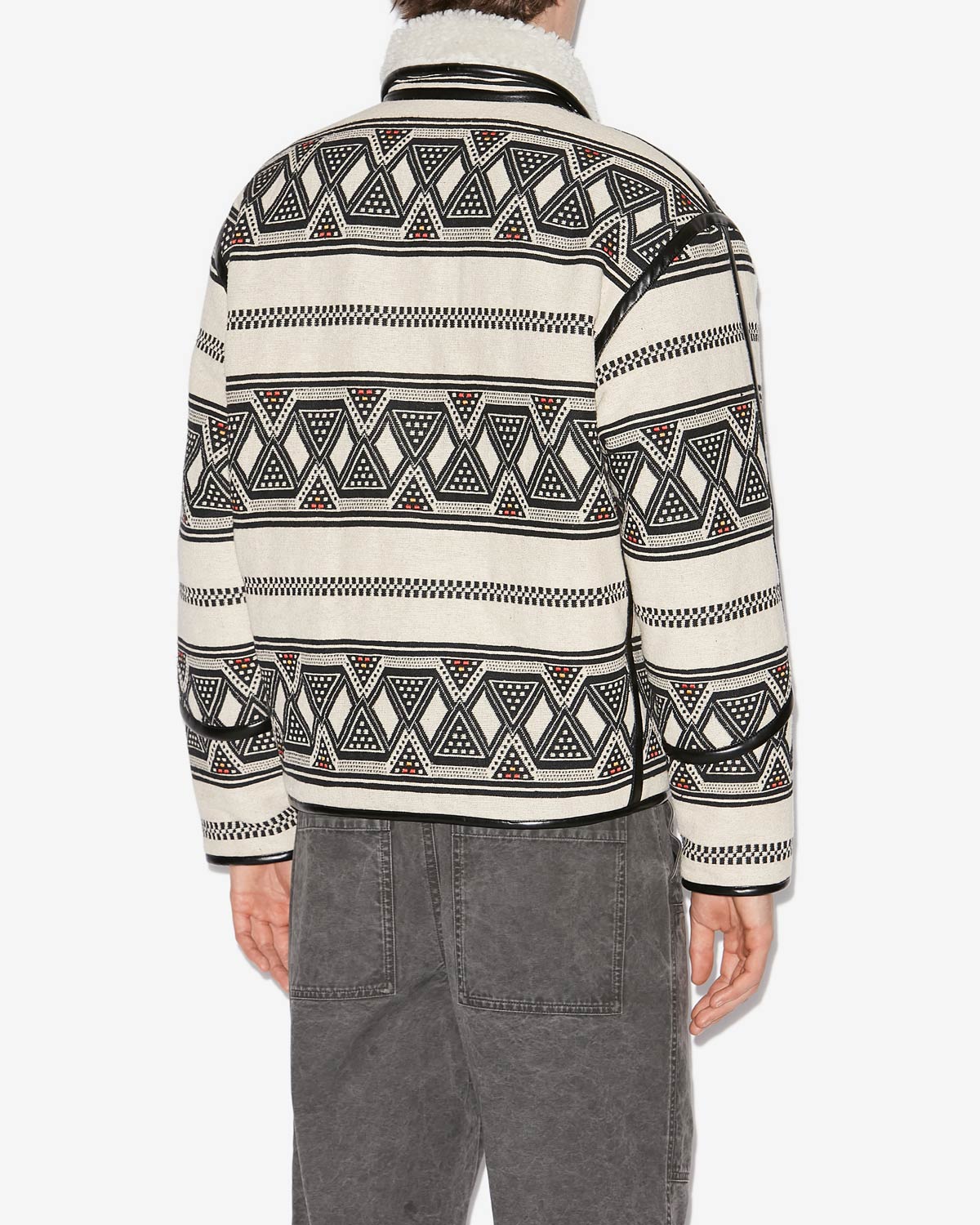 Nelkis graphic pattern jacquard jacket - Ecru and black - Man - 4