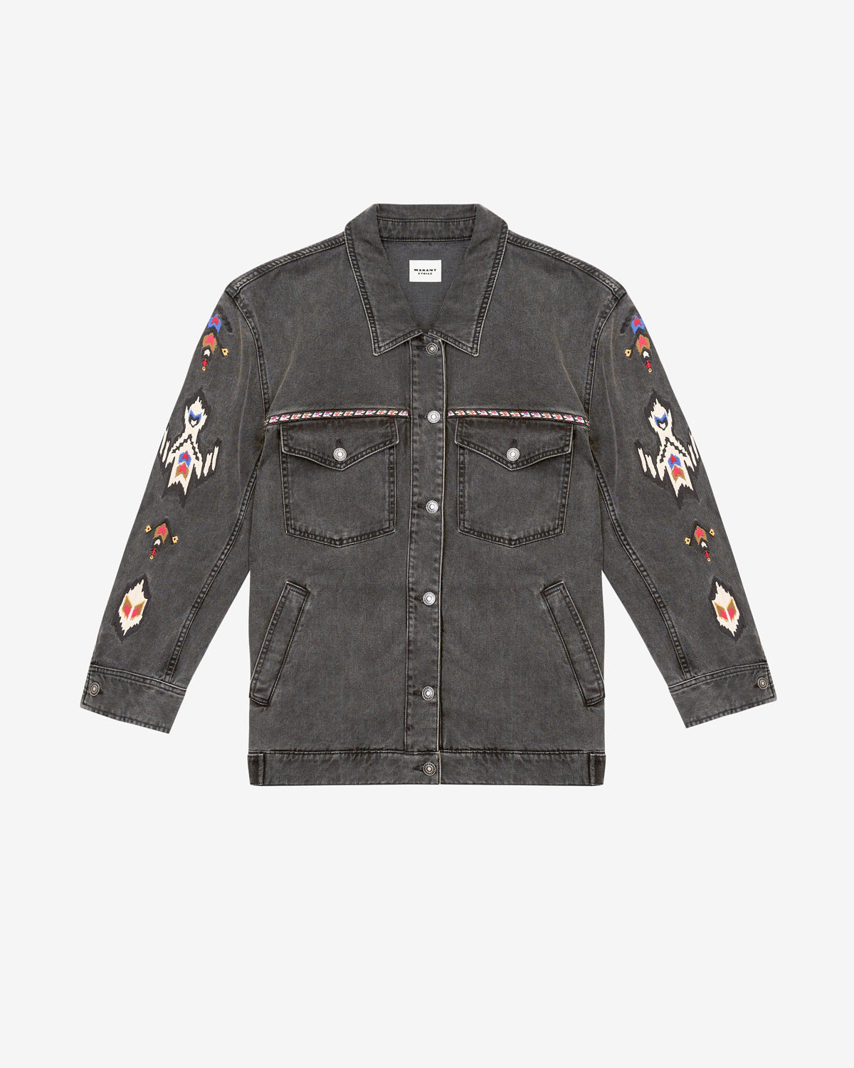 Manona embroidered denim jacket - Dark gray - Woman - 5