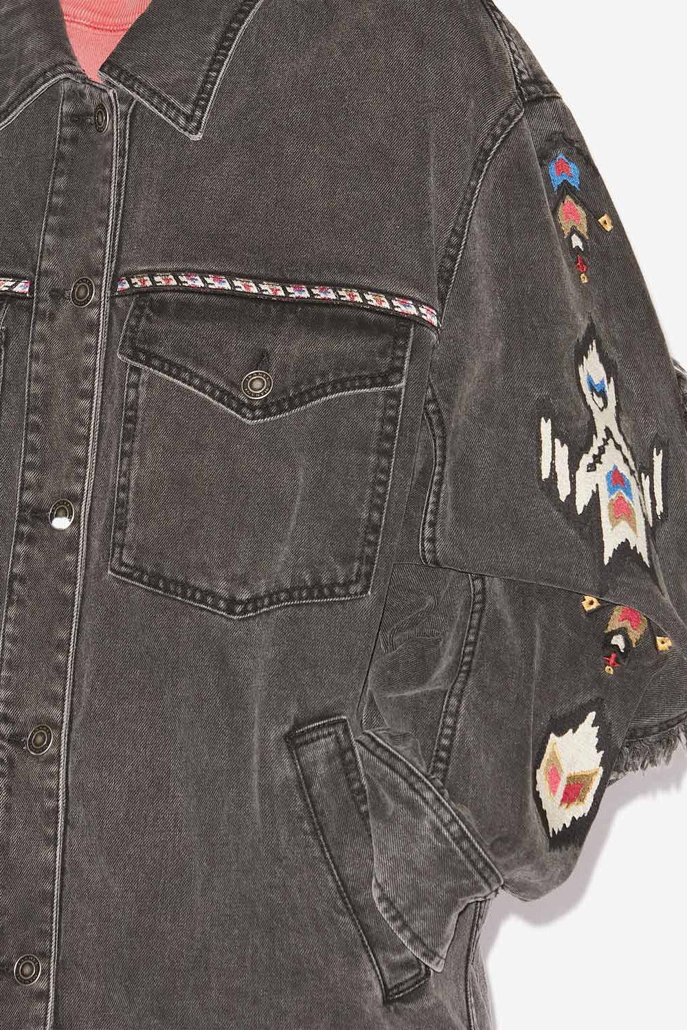 Manona embroidered denim jacket - Dark gray - Woman - 3