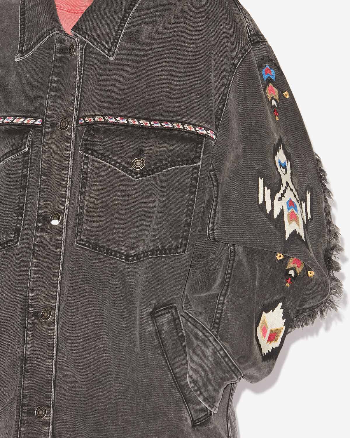 Manona embroidered denim jacket - Dark gray - Woman - 2