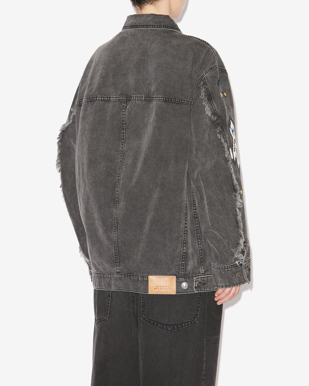 Manona embroidered denim jacket - Dark gray - Woman - 4