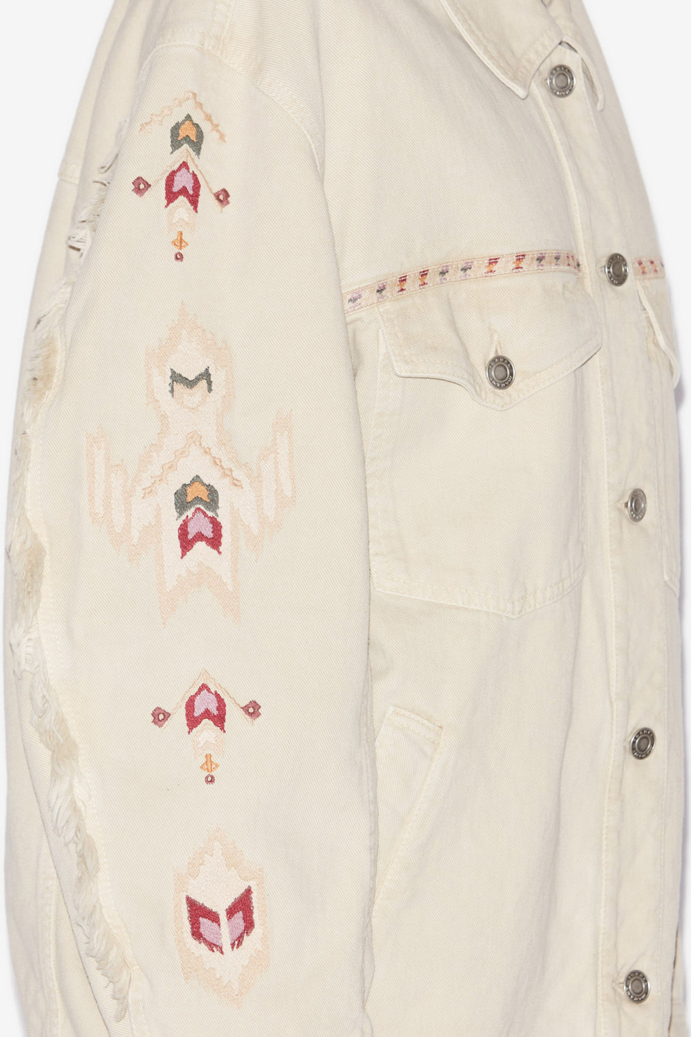 Manona embroidered denim jacket - Ecru - Woman - 3