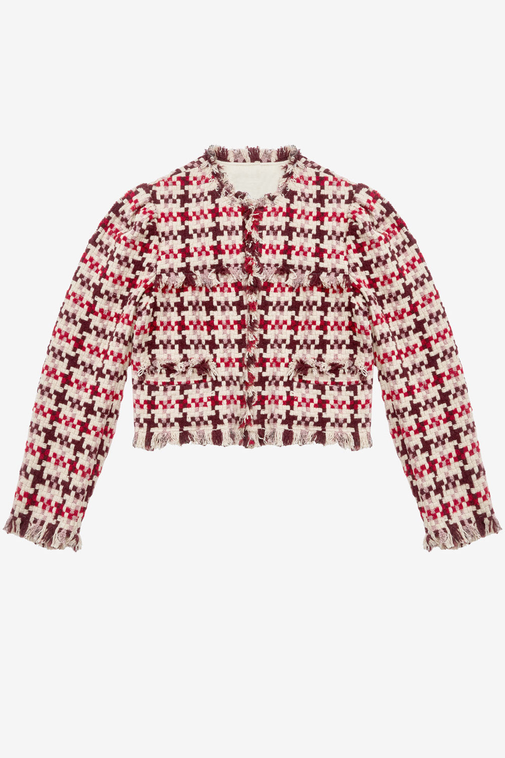 Chaqueta corta de tweed amelio - Red-pink - Woman - 1