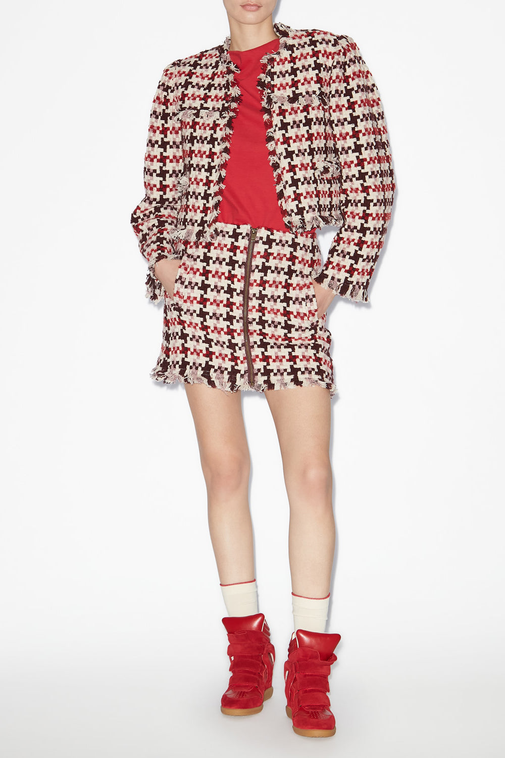 Chaqueta corta de tweed amelio - Red-pink - Woman - 2