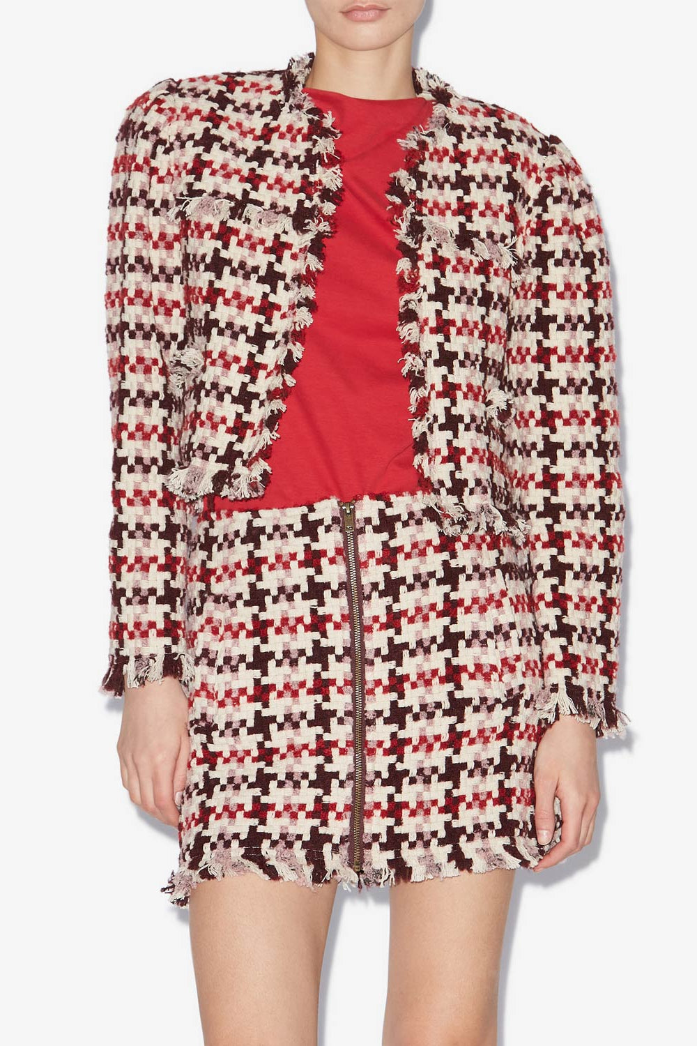 Chaqueta corta de tweed amelio - Red-pink - Woman - 4