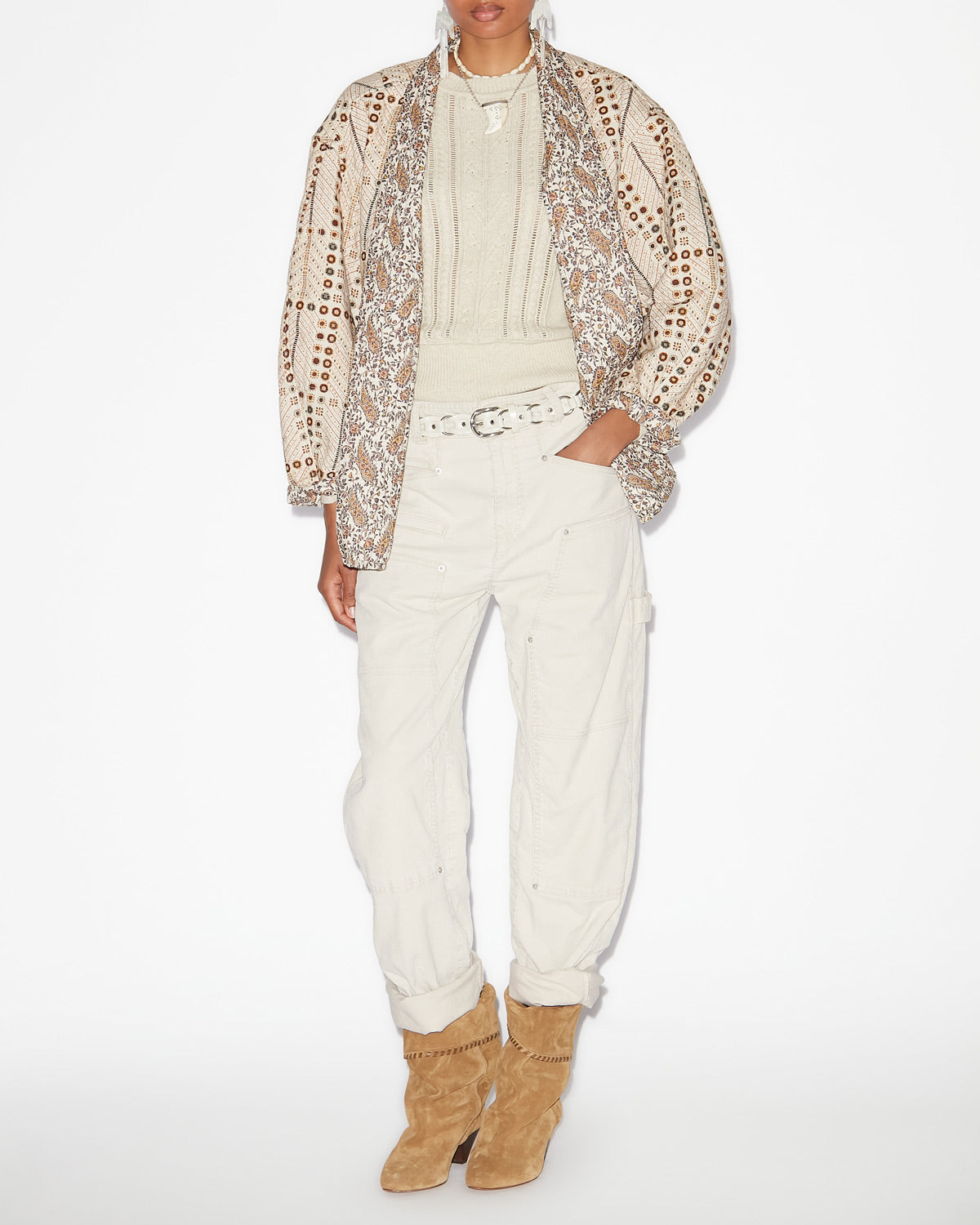 Bedruckte jacke chancel aus baumwolle - Naturfarben - Woman - 1