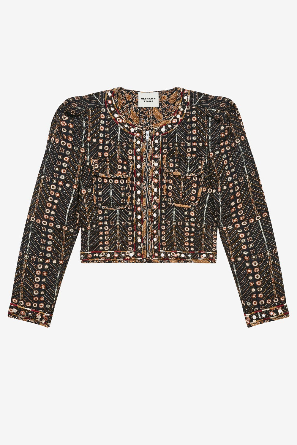 Cristy short printed cotton jacket - Black - Woman - 1