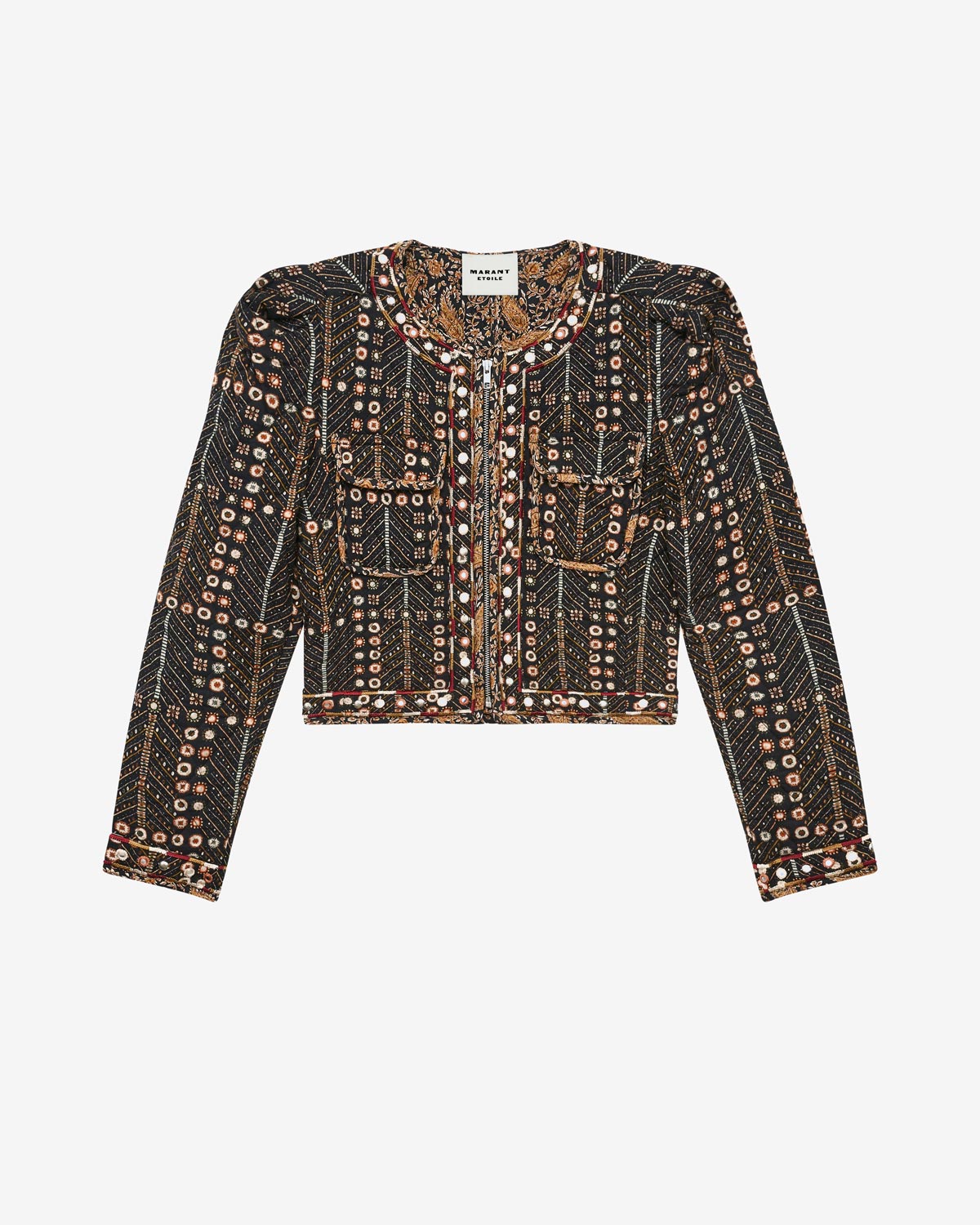 Chaqueta corta christy de algodón estampado - Negro lavado - Woman - 5