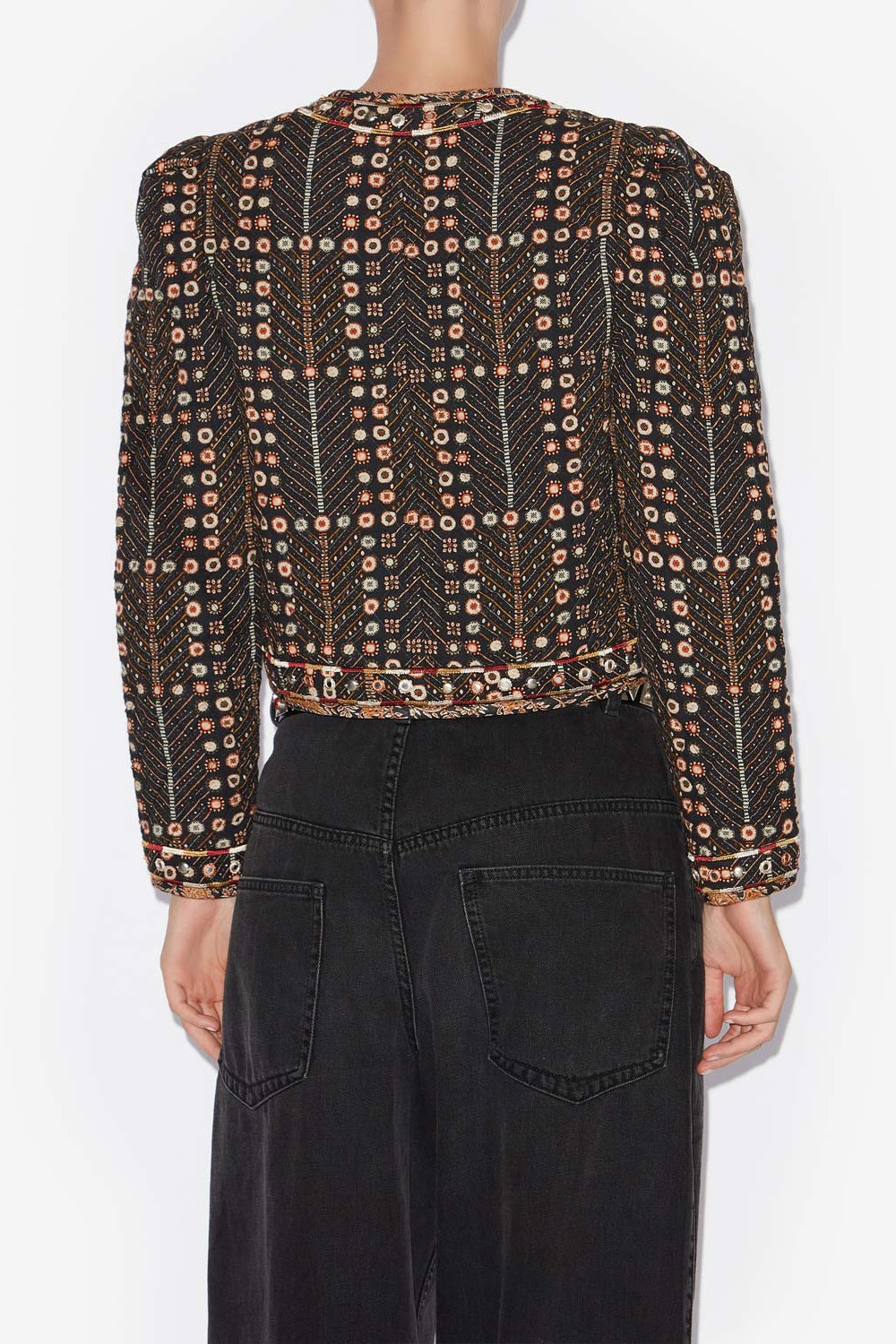 Cristy short printed cotton jacket - Black - Woman - 5