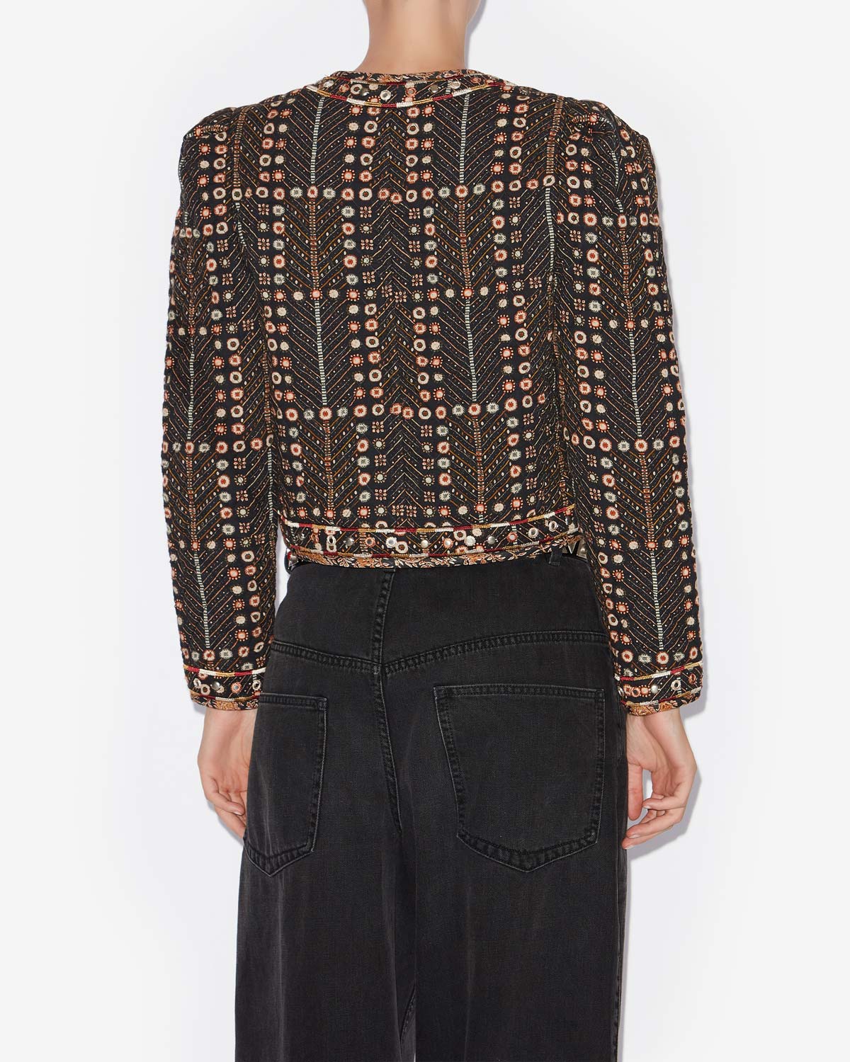 Chaqueta corta christy de algodón estampado - Negro lavado - Woman - 4