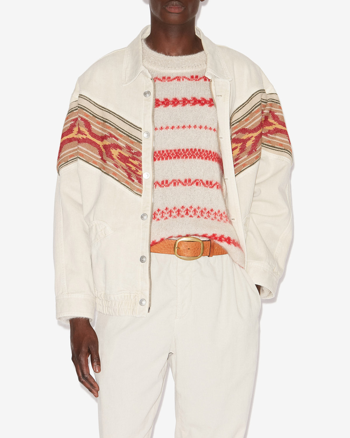 Giacca julian in denim con inserto - Ecru - Man - 3