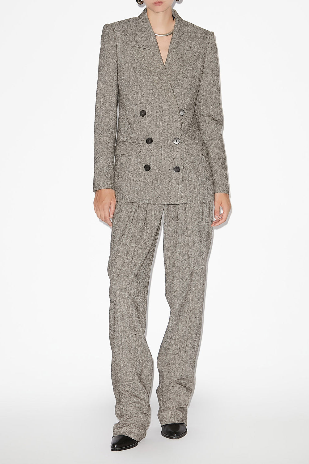 Irma glen plaid suit jacket - Black and ecru - Woman - 2