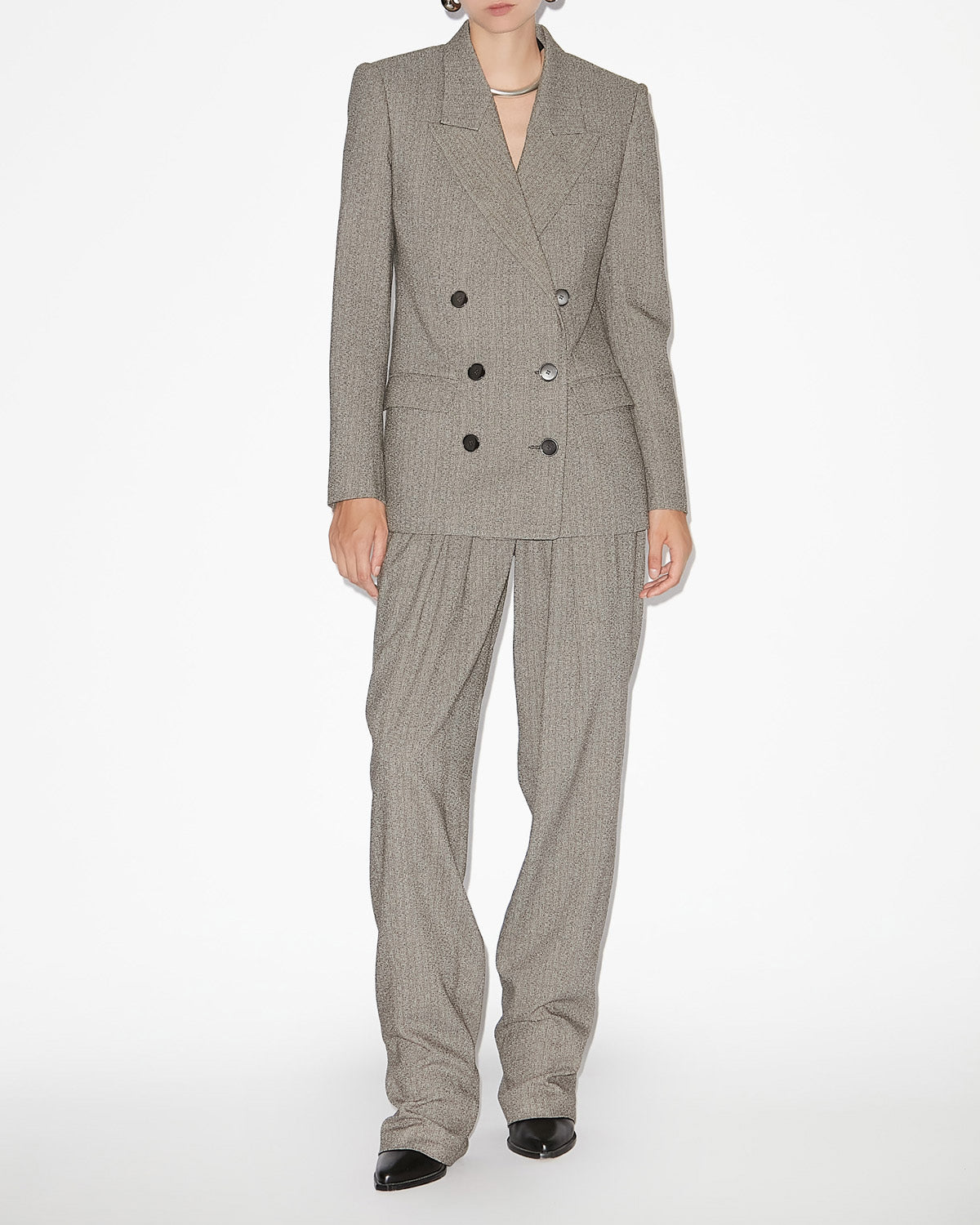 Veste tailleur irma motif prince-de-galles - Noir et écru - Woman - 1