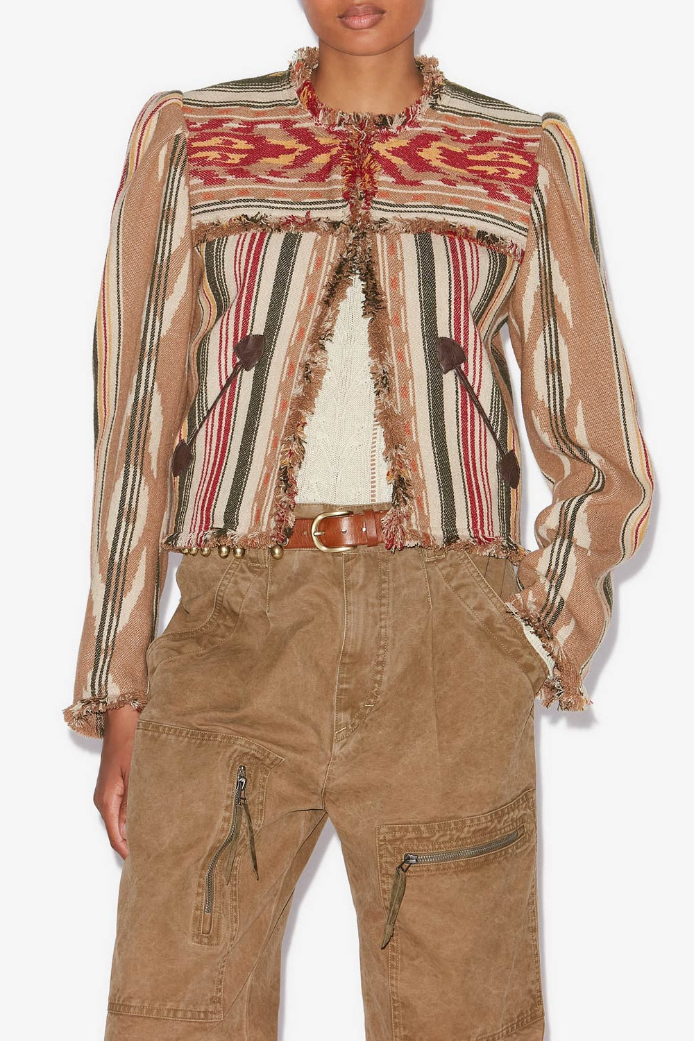 Delphina short graphic pattern jacket - Camel - Woman - 4