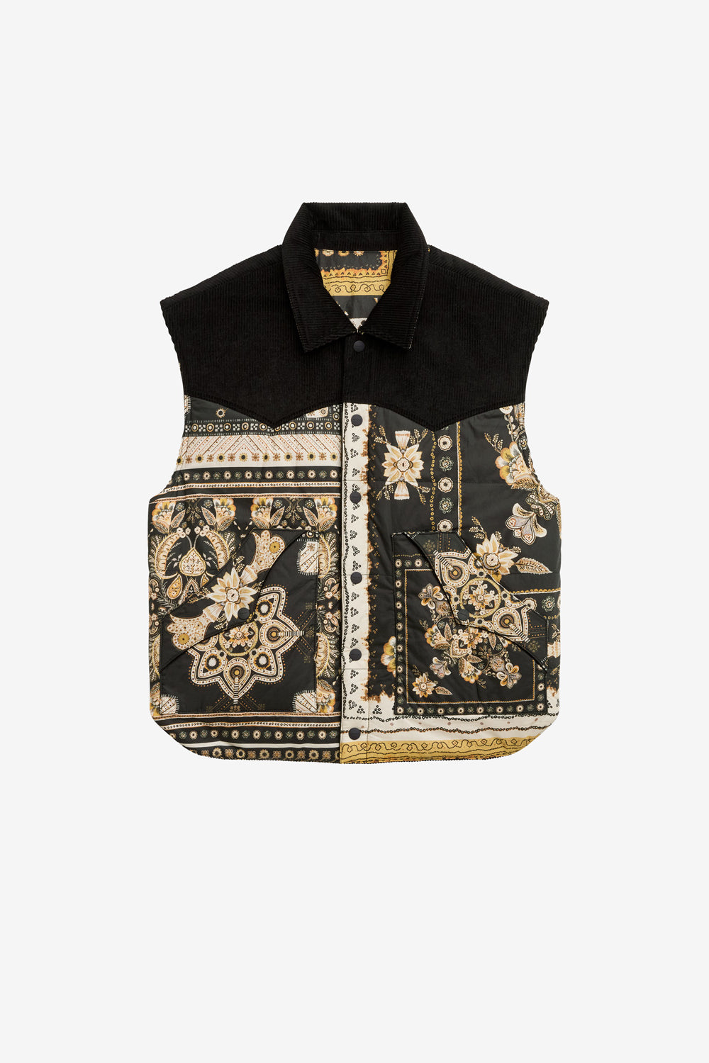 Glen dual-material vest - Black-ochre - Man - 1