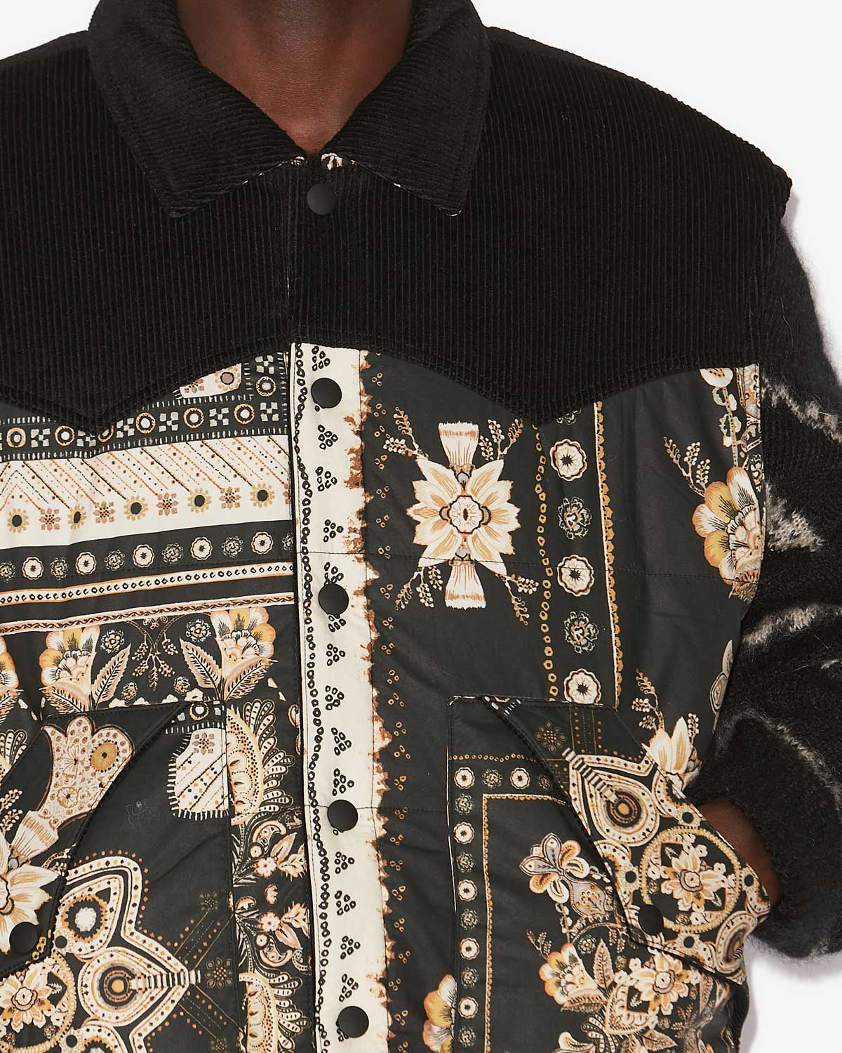 Glen dual-material vest - Black-ochre - Man - 2