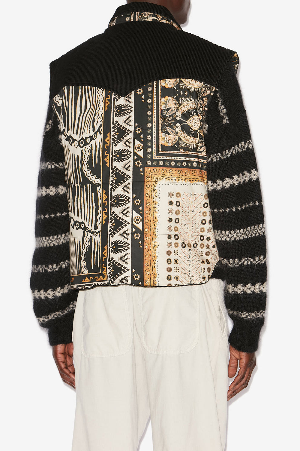 Glen dual-material vest - Black-ochre - Man - 5