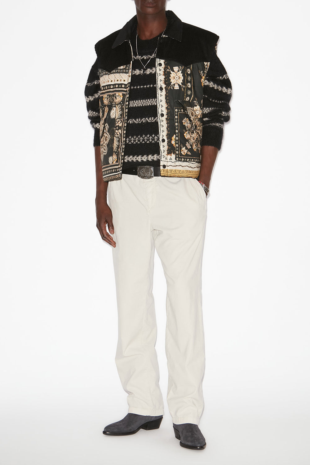 Glen dual-material vest - Black-ochre - Man - 2