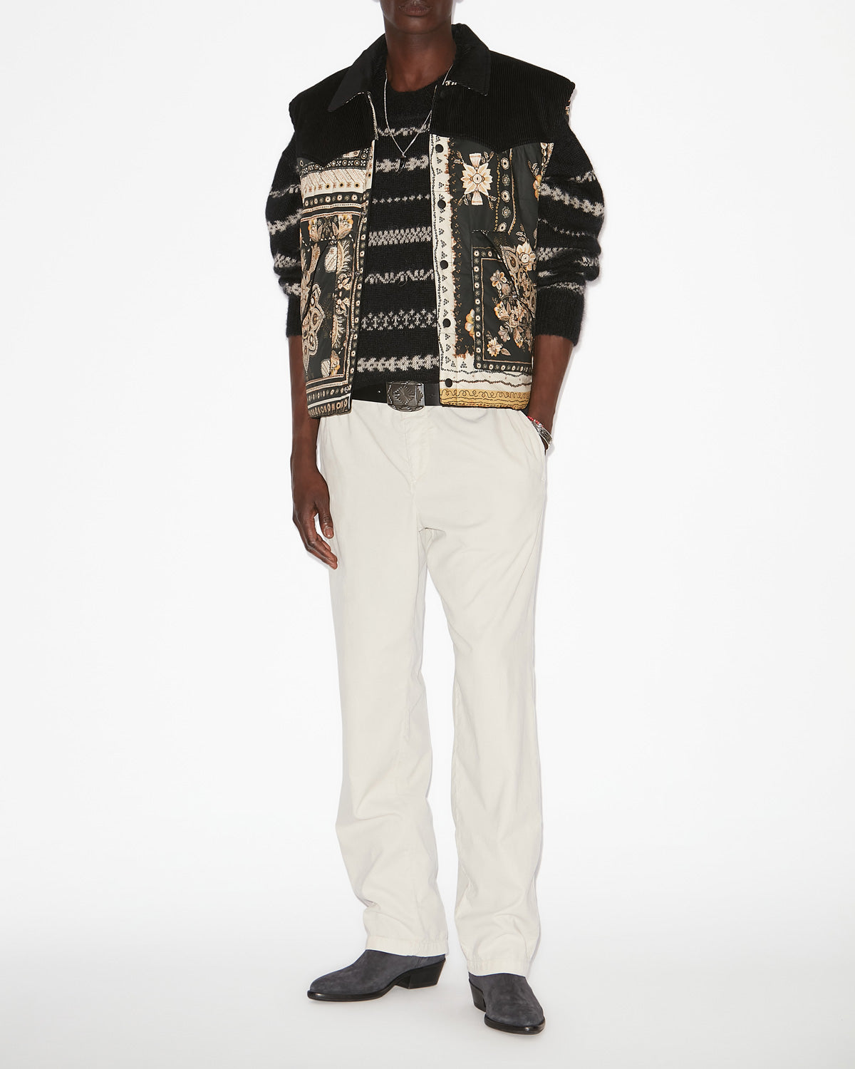 Glen dual-material vest - Black-ochre - Man - 1