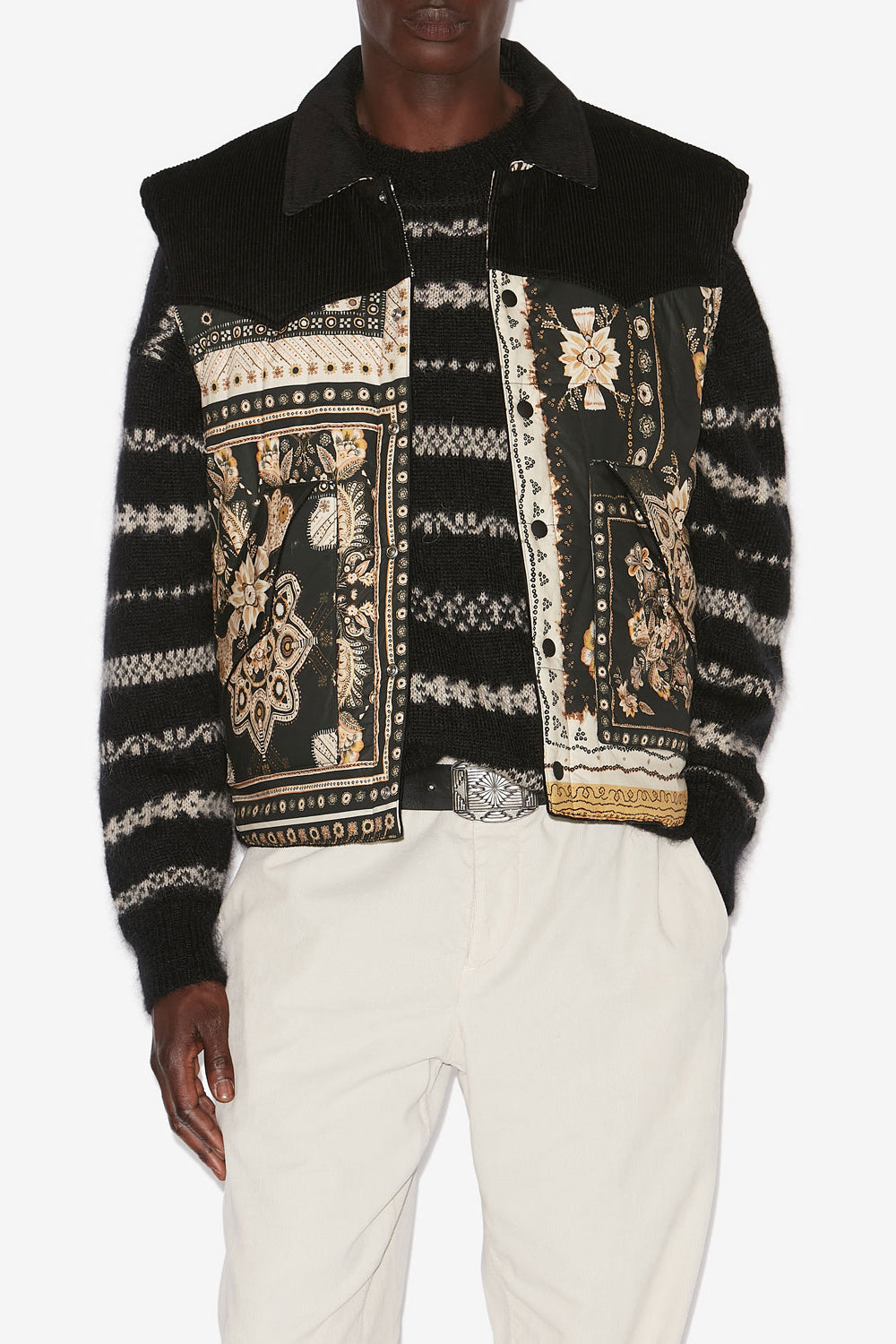 Glen dual-material vest - Black-ochre - Man - 4