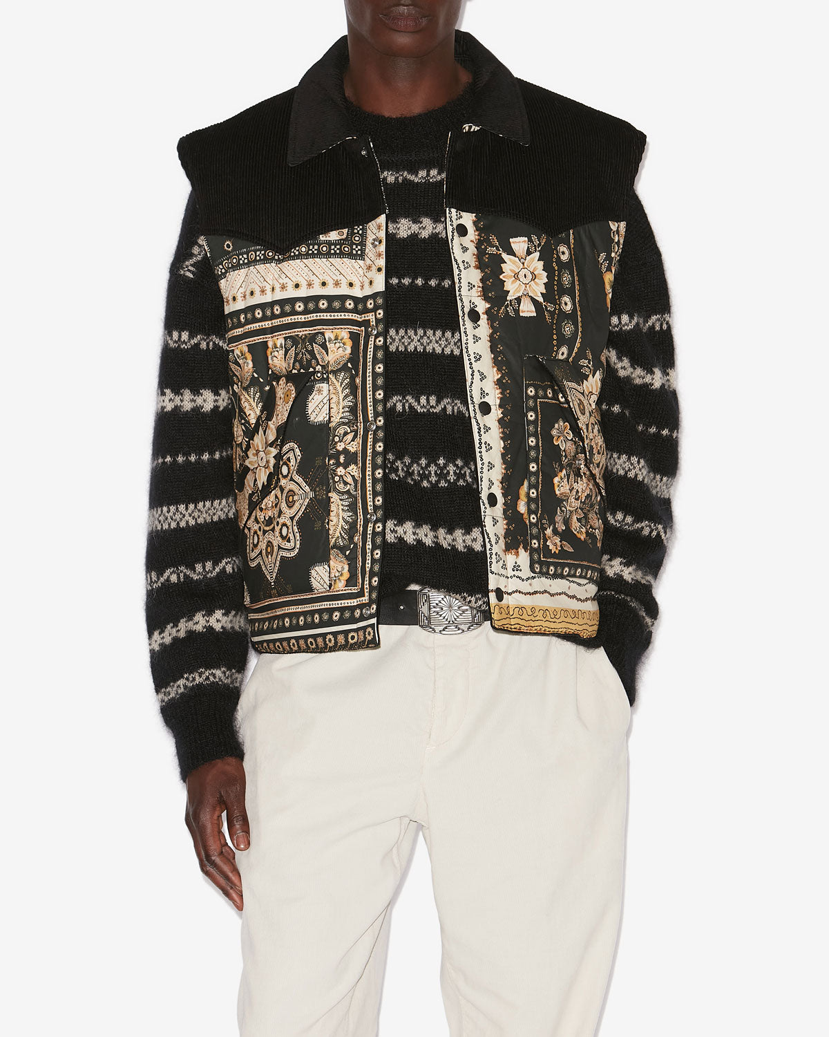 Glen dual-material vest - Black-ochre - Man - 3