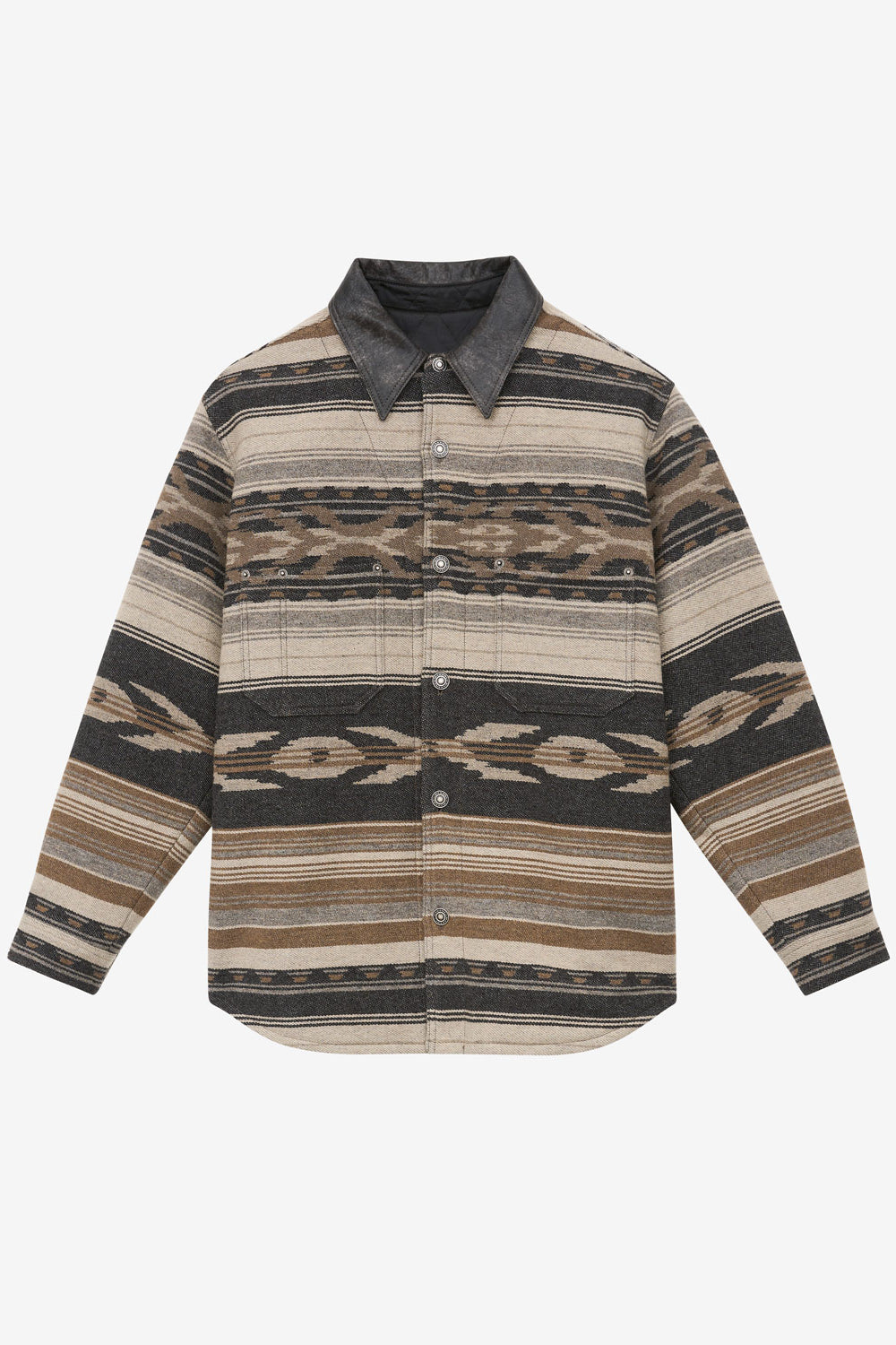 Chaqueta dalton en mezcla de lana con motivos - Negro lavado - Man - 1