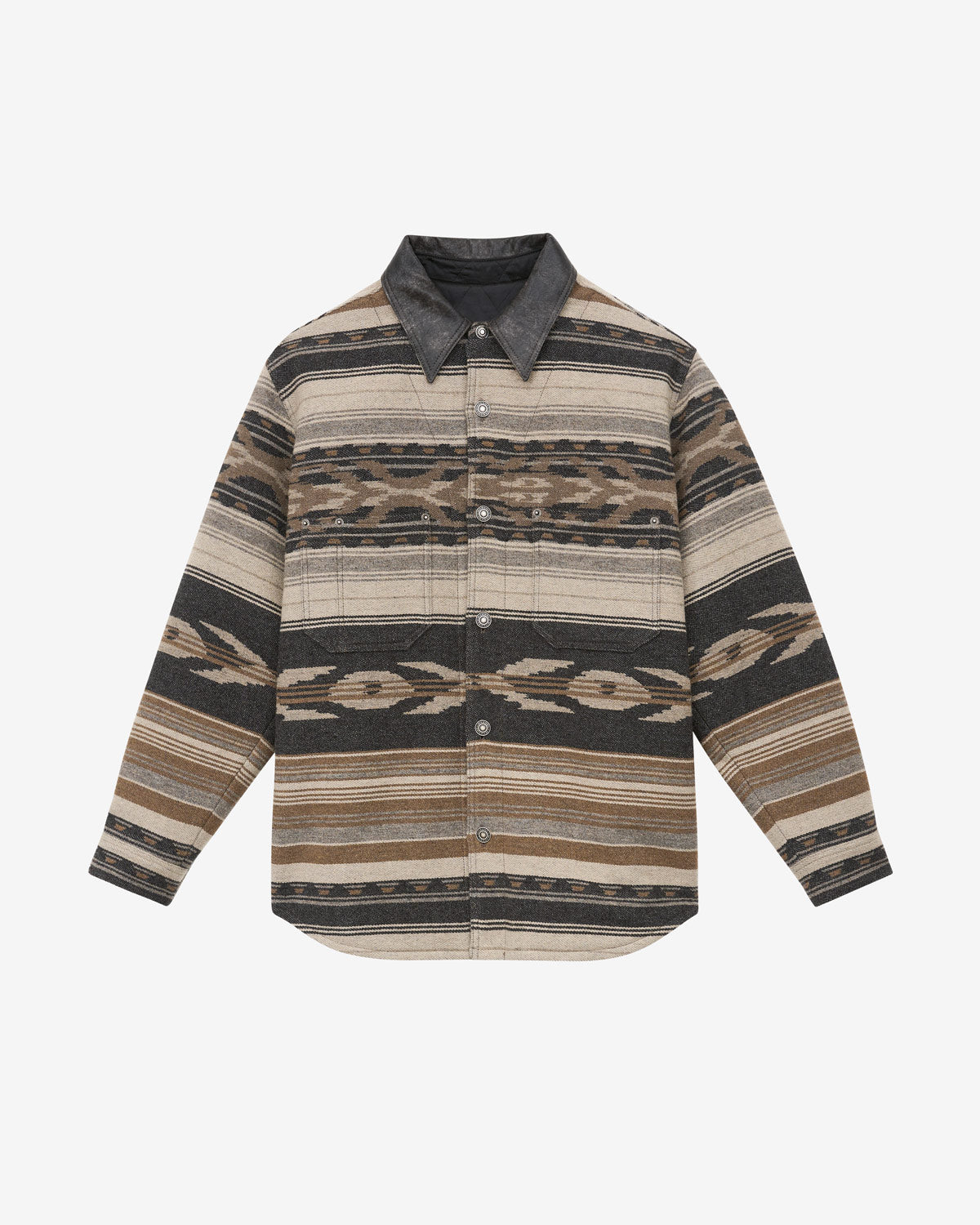 Chaqueta dalton en mezcla de lana con motivos - Negro lavado - Man - 5