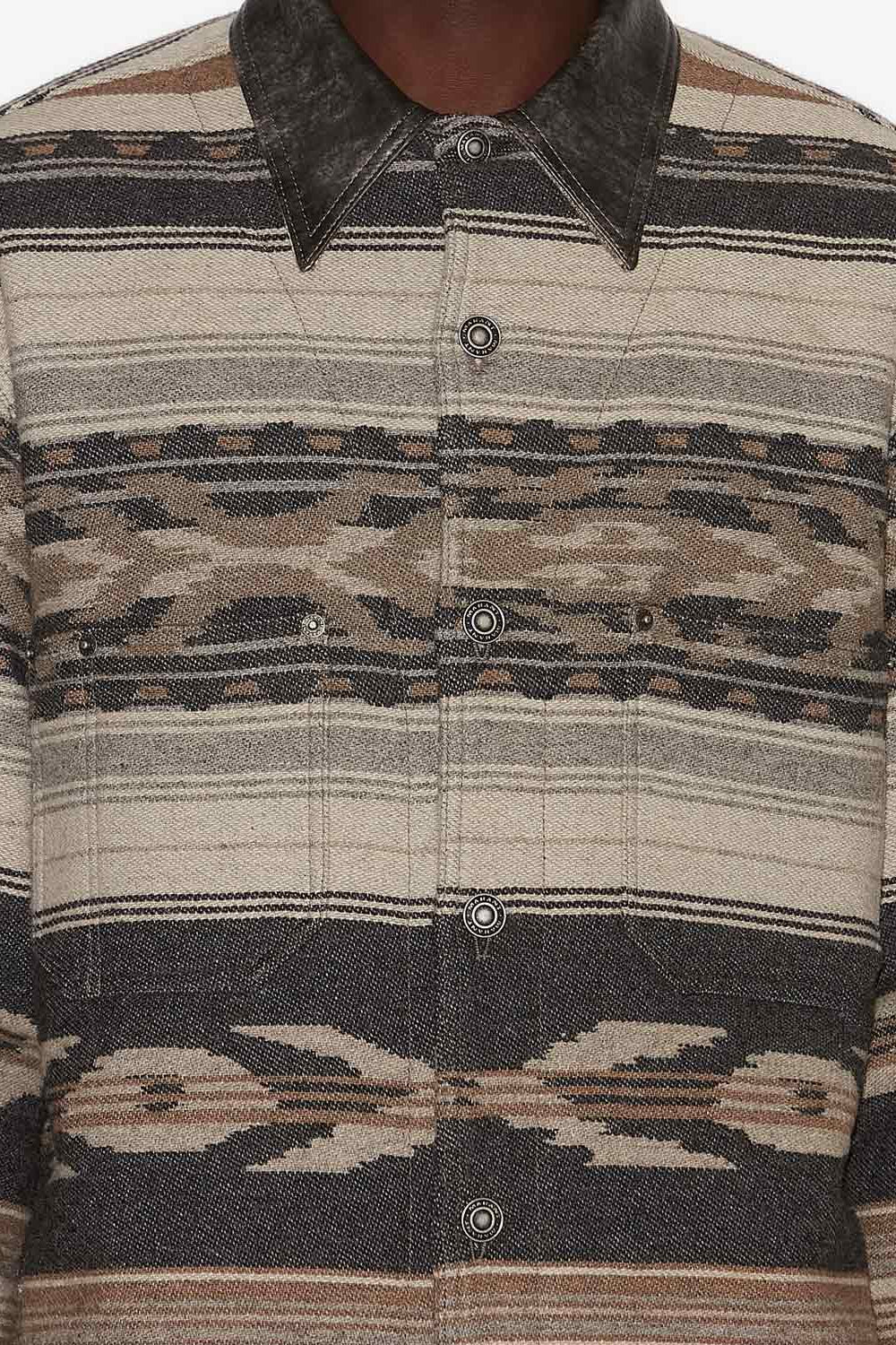 Chaqueta dalton en mezcla de lana con motivos - Negro lavado - Man - 3