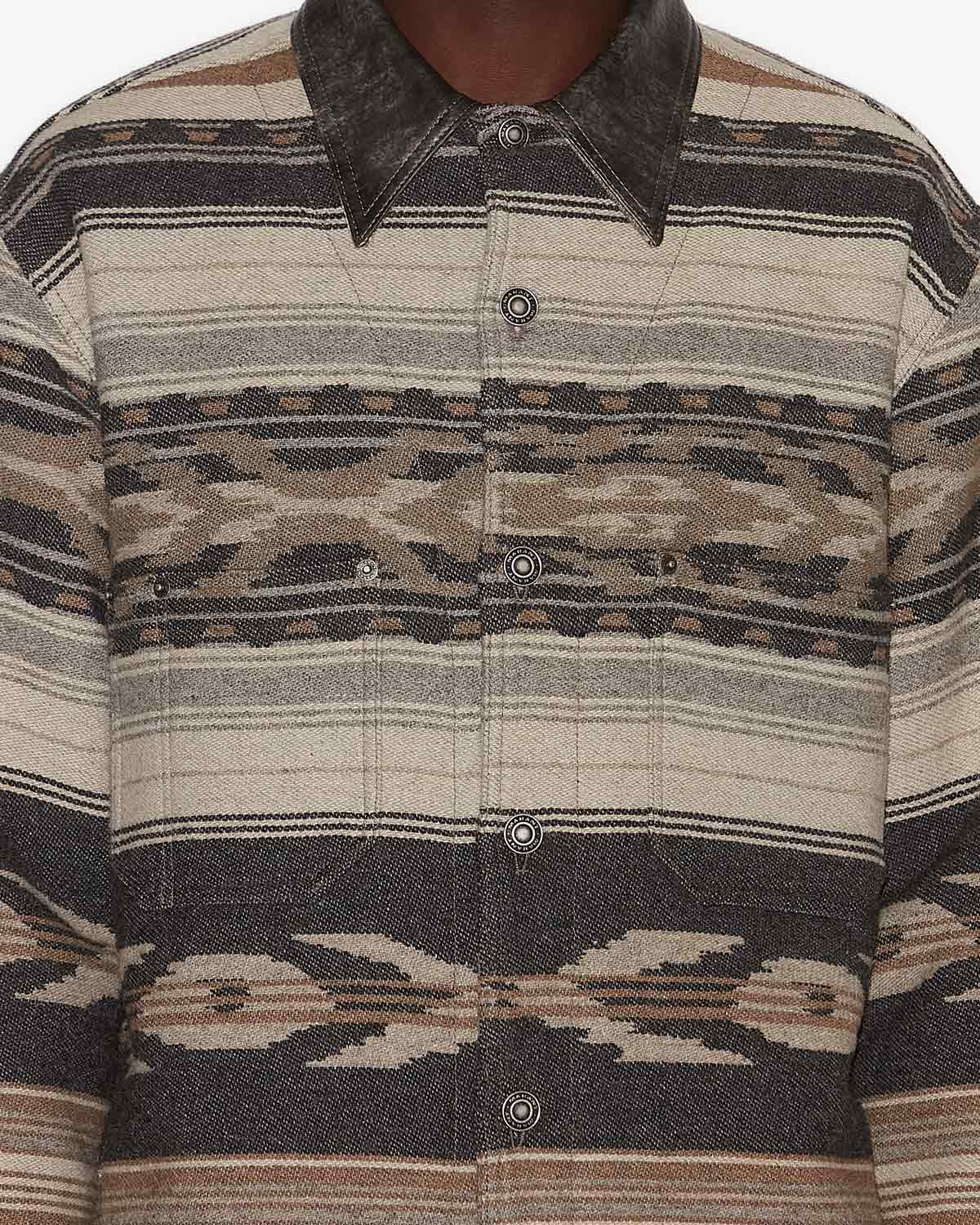 Chaqueta dalton en mezcla de lana con motivos - Negro lavado - Man - 2