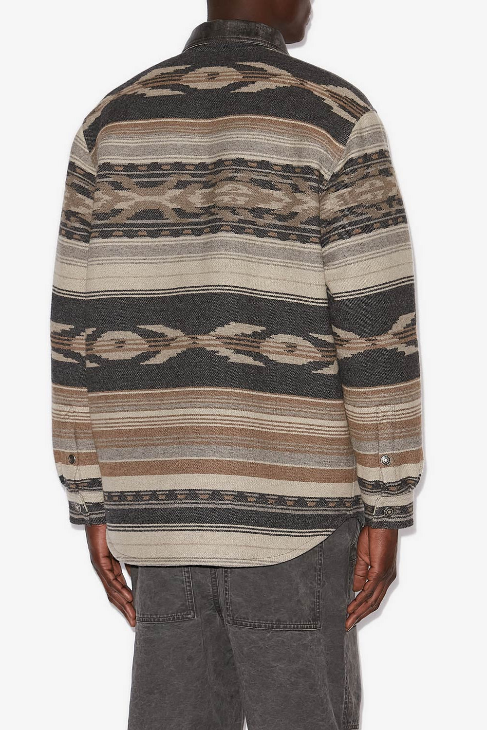 Chaqueta dalton en mezcla de lana con motivos - Negro lavado - Man - 5