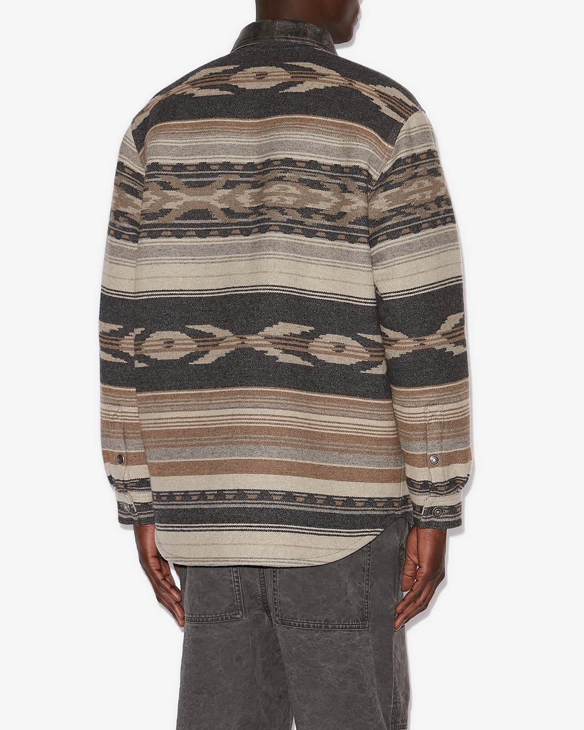 Chaqueta dalton en mezcla de lana con motivos - Negro lavado - Man - 4