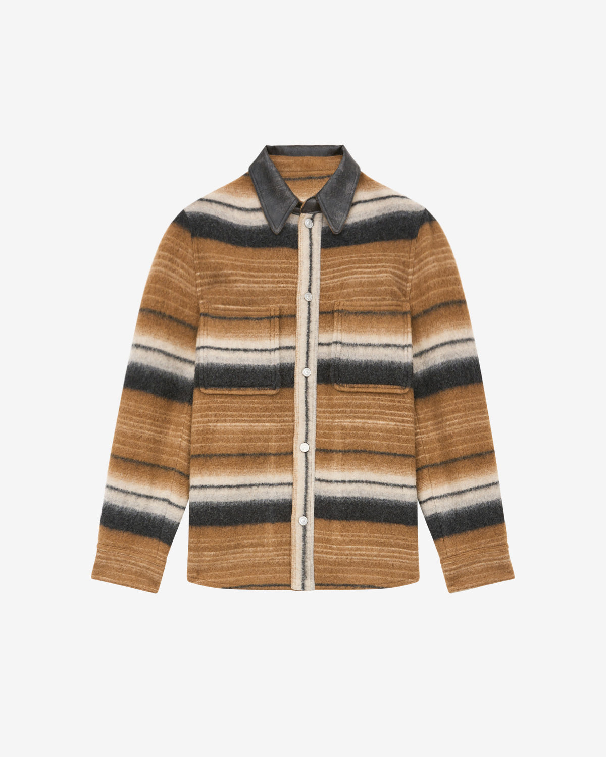 Duncan striped wool overshirt jacket - Camel - Man - 5