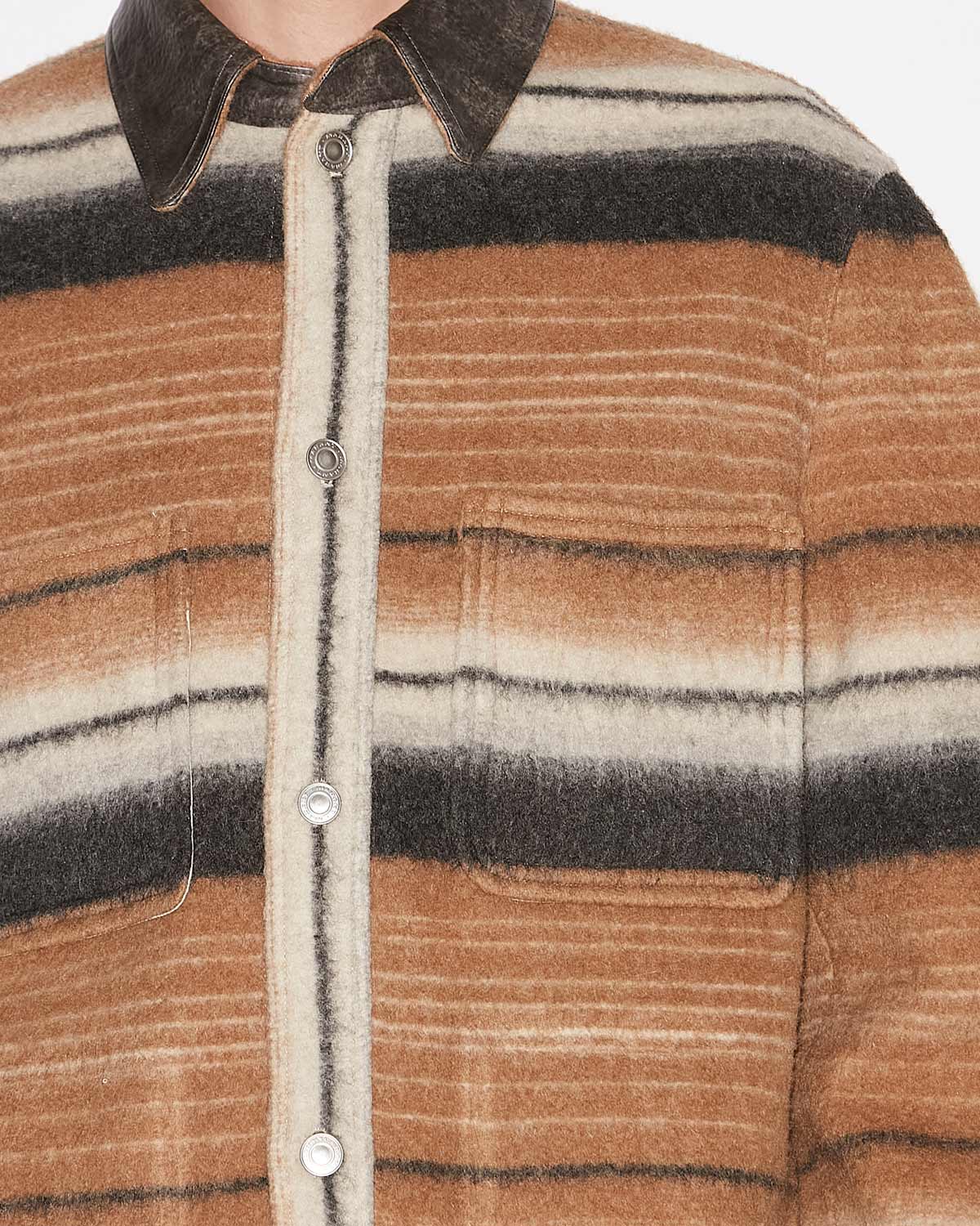 Duncan striped wool overshirt jacket - Camel - Man - 2