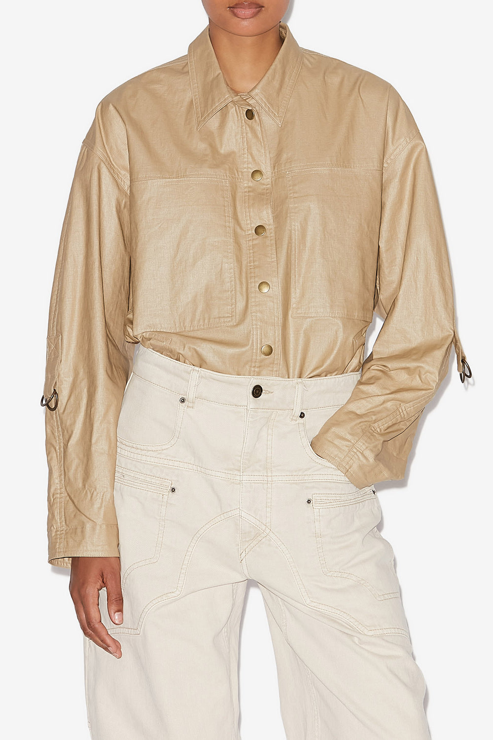 Florania coated linen jacket - Beige - Woman - 4