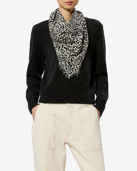 Alecia cashmere scarf Woman beige and black | ISABEL MARANT