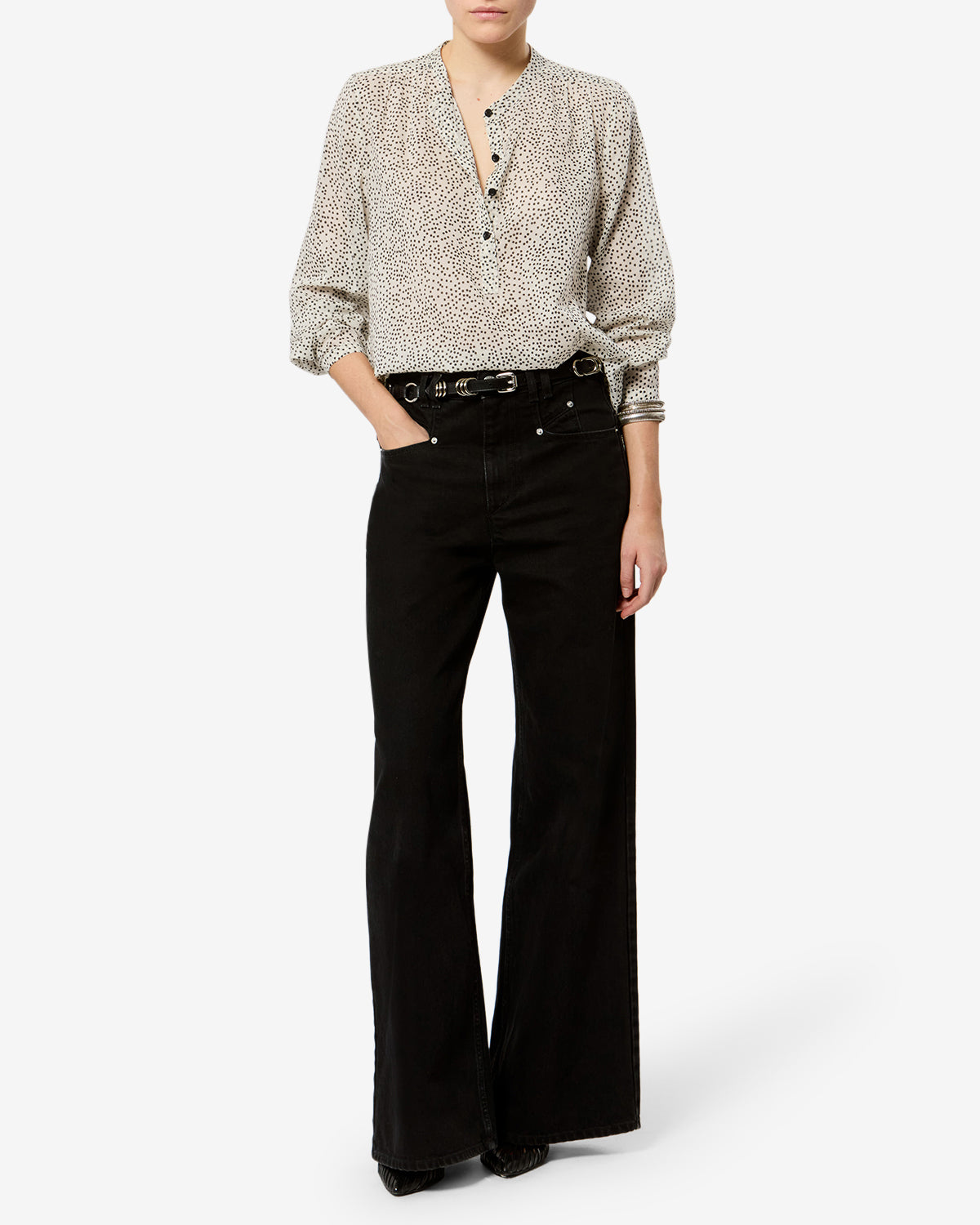 Maria Top Woman ecru and black | ISABEL MARANT Official online store