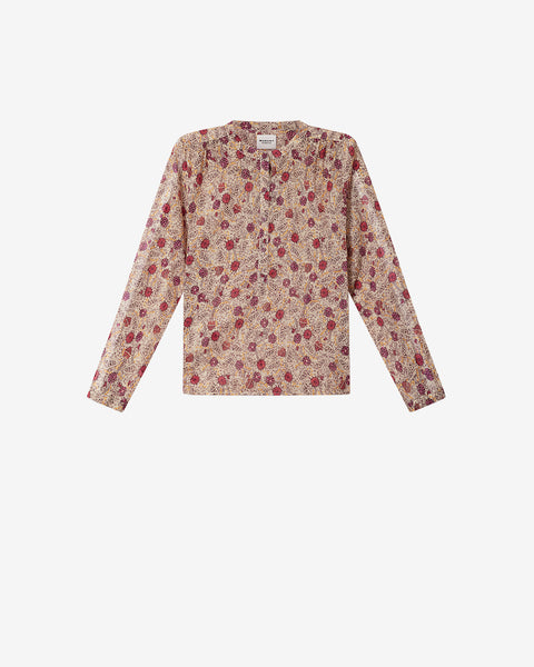 美品ISABEL MARANT ETOILE シルク刺繍ブラウス Top Top Maria Woman ecru-raspberry | ISABEL MARANT Official online