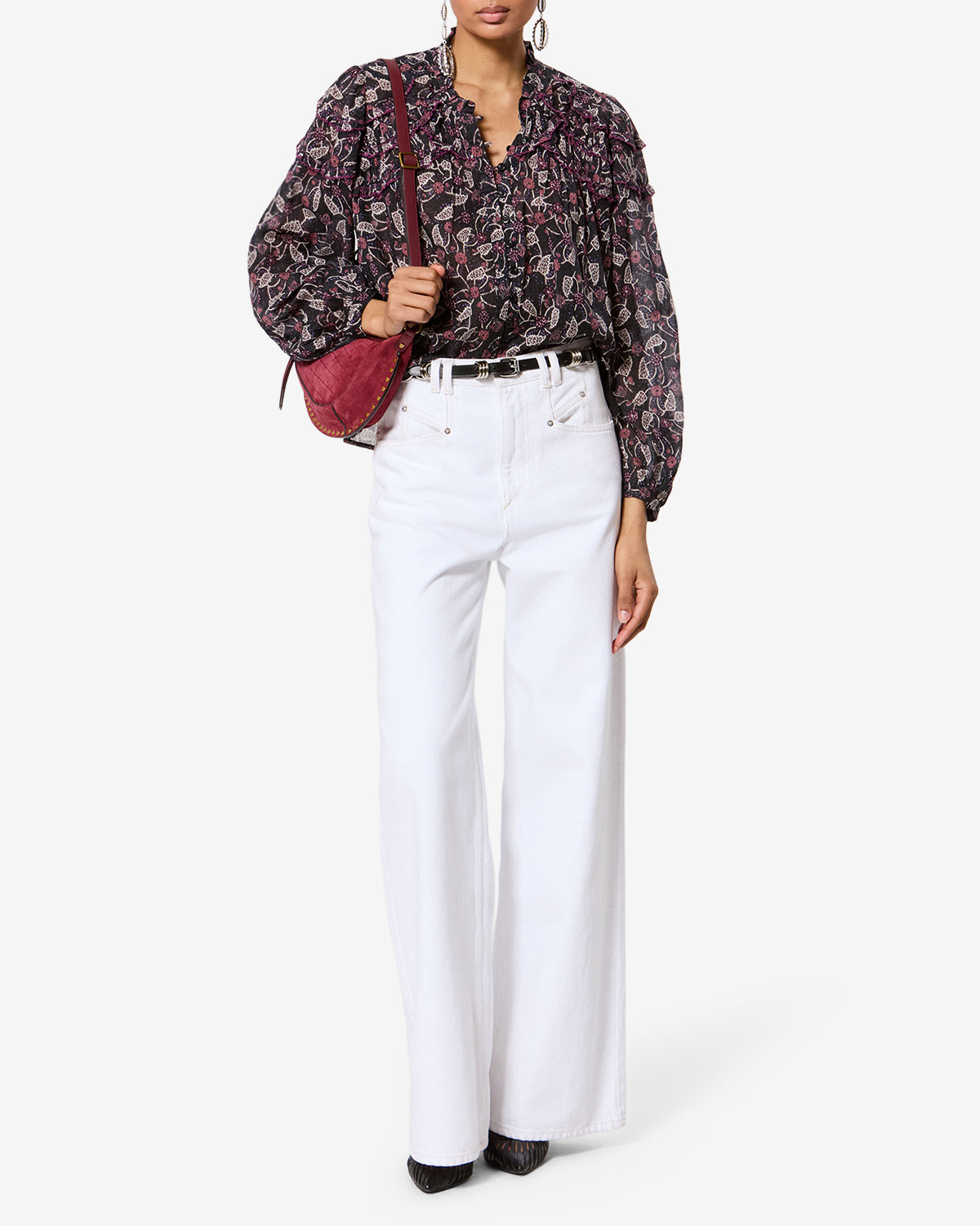Christa Top Woman Black/Raspberry | ISABEL MARANT Official online