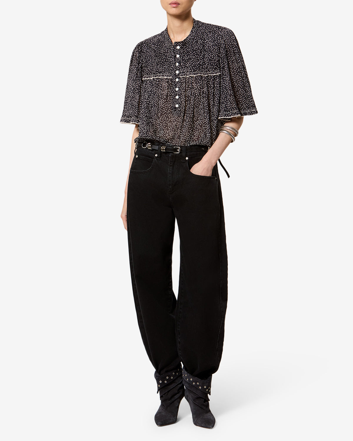 Douna Top Woman black and ecru | ISABEL MARANT Official online store