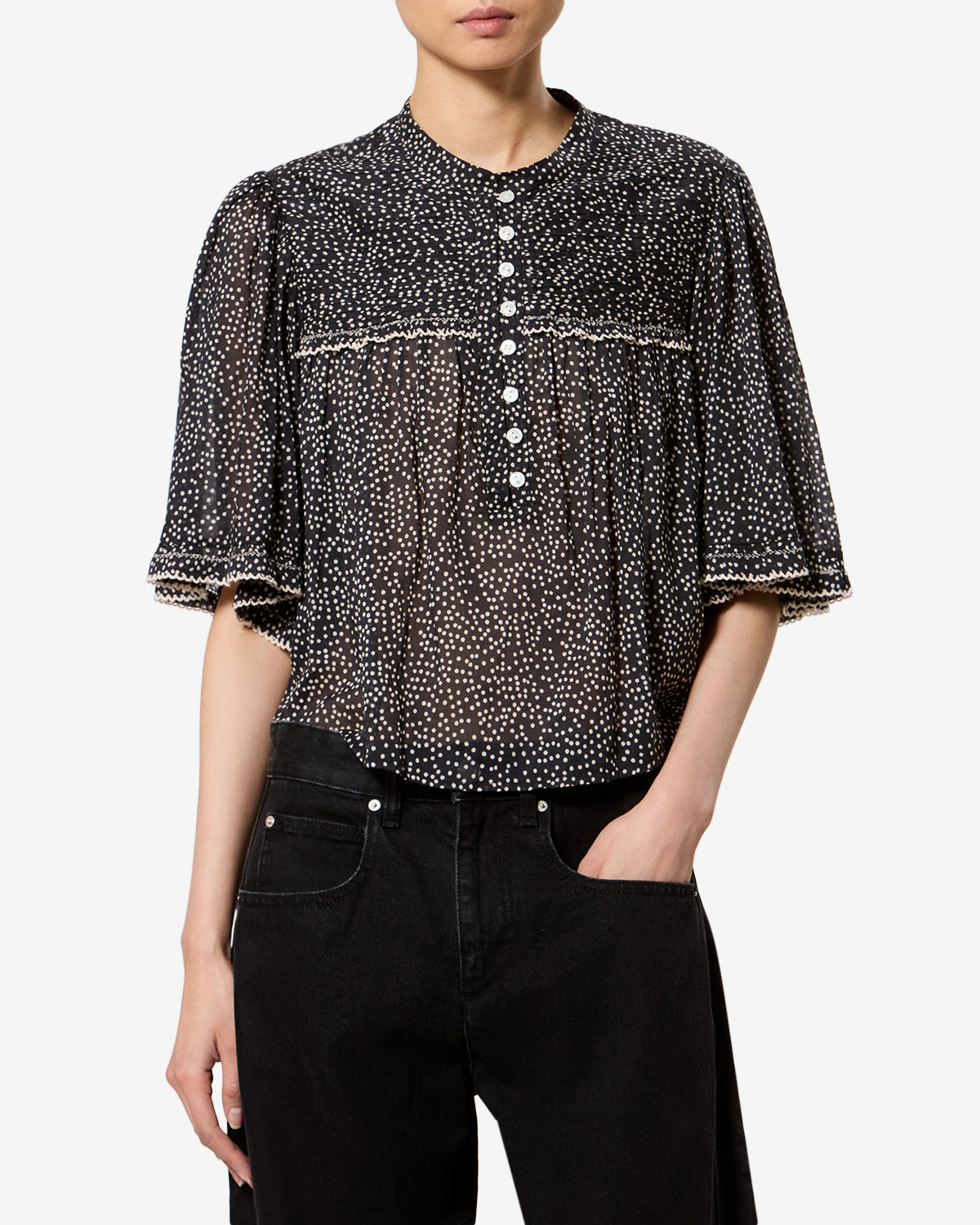 Douna Top Woman black and ecru | ISABEL MARANT Official online store