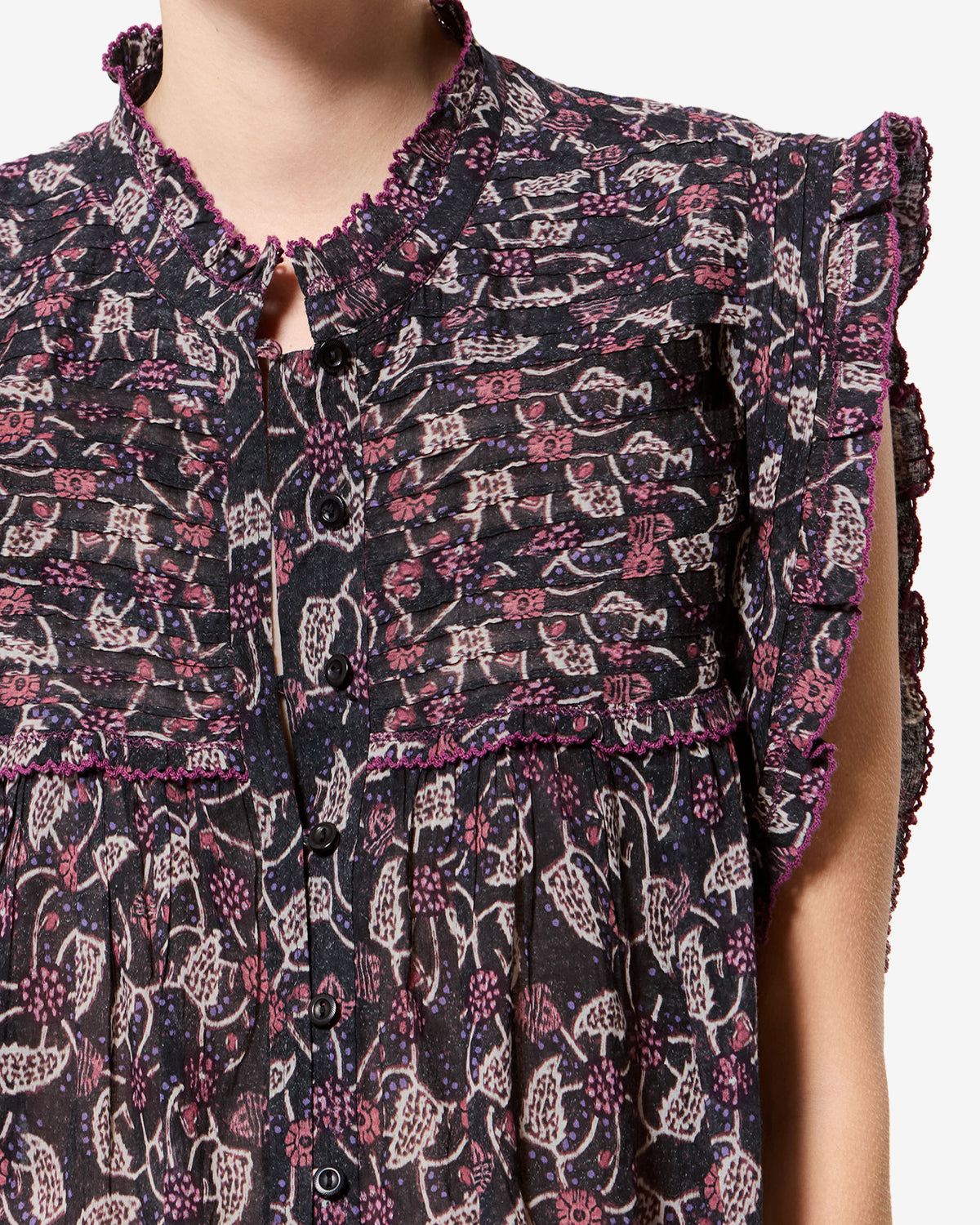 Dersia Top Woman Black/Raspberry | ISABEL MARANT Official online store