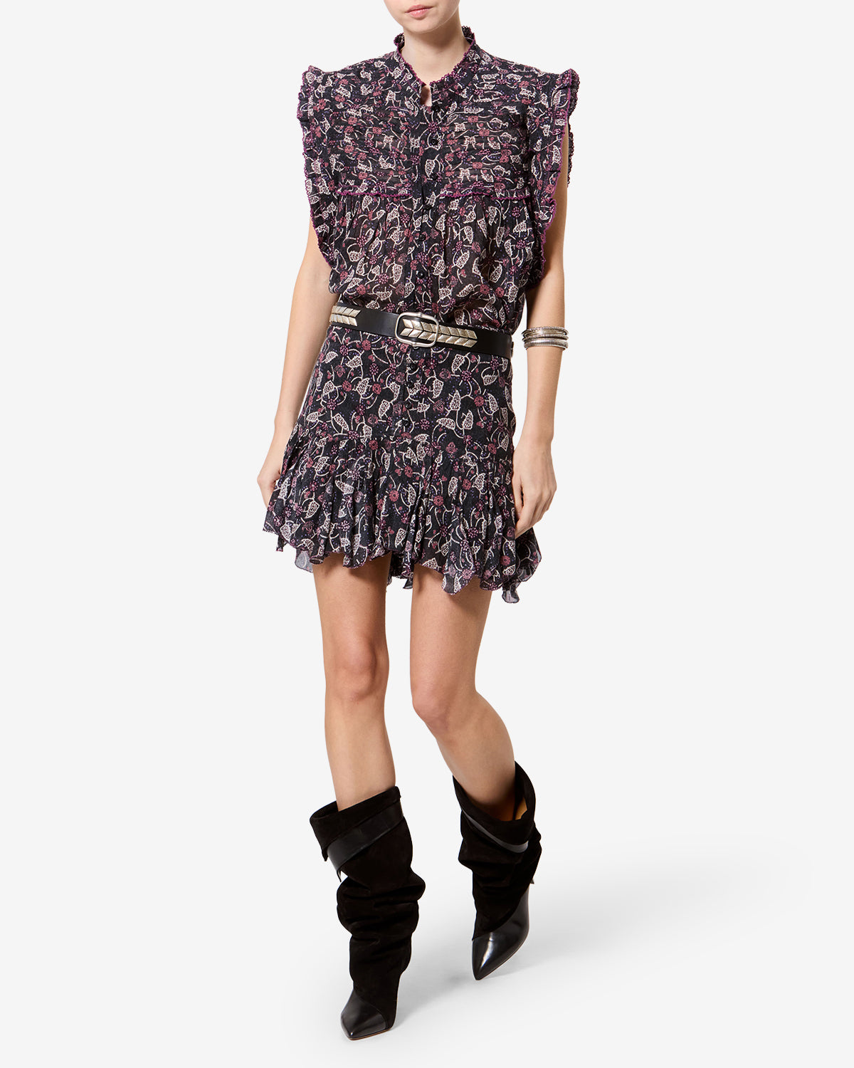 Dersia Top Woman Black/Raspberry | ISABEL MARANT Official online store
