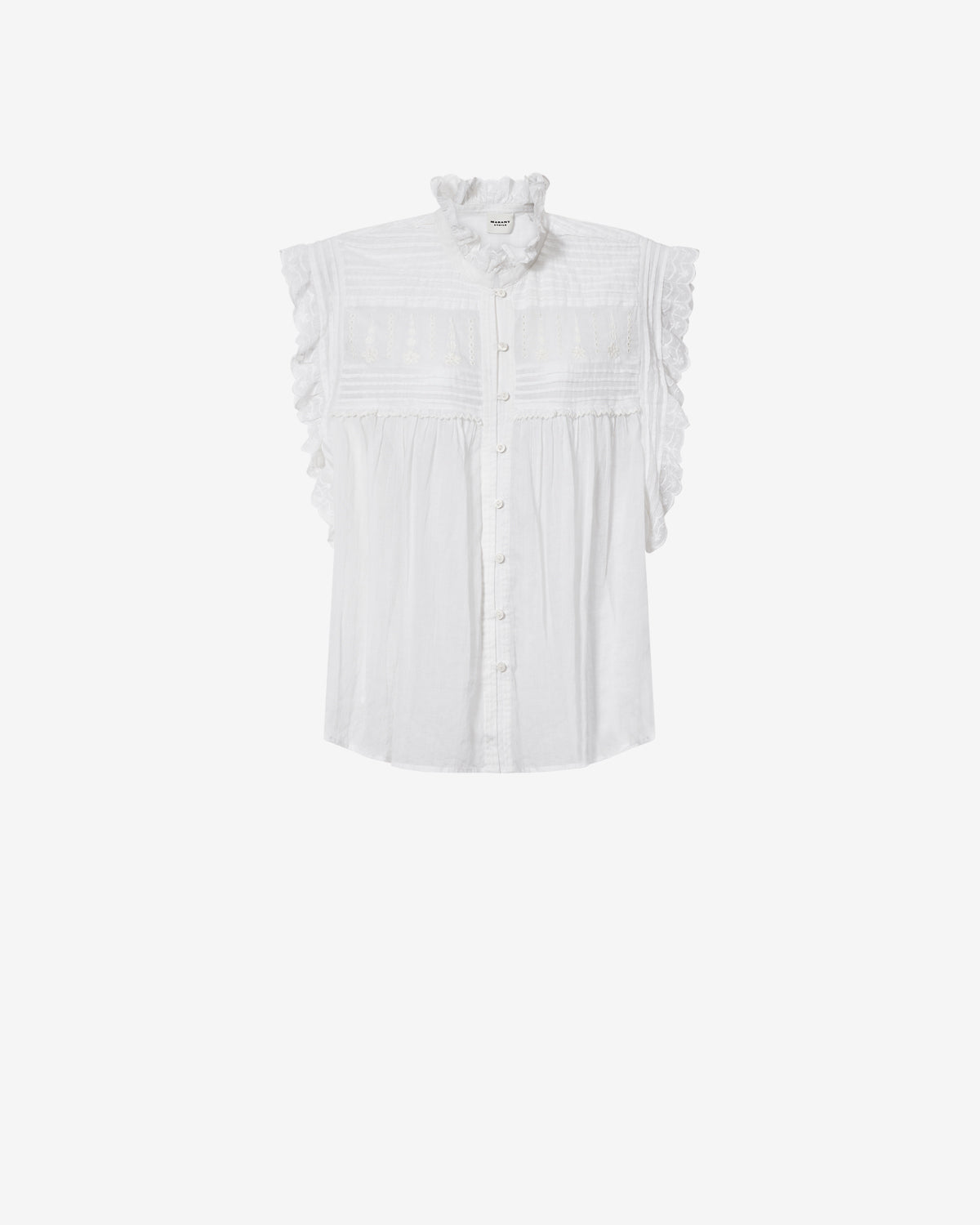 isabel marant刺繍入りホワイト半袖ブラウス DERSIA TOP • ISABEL MARANT