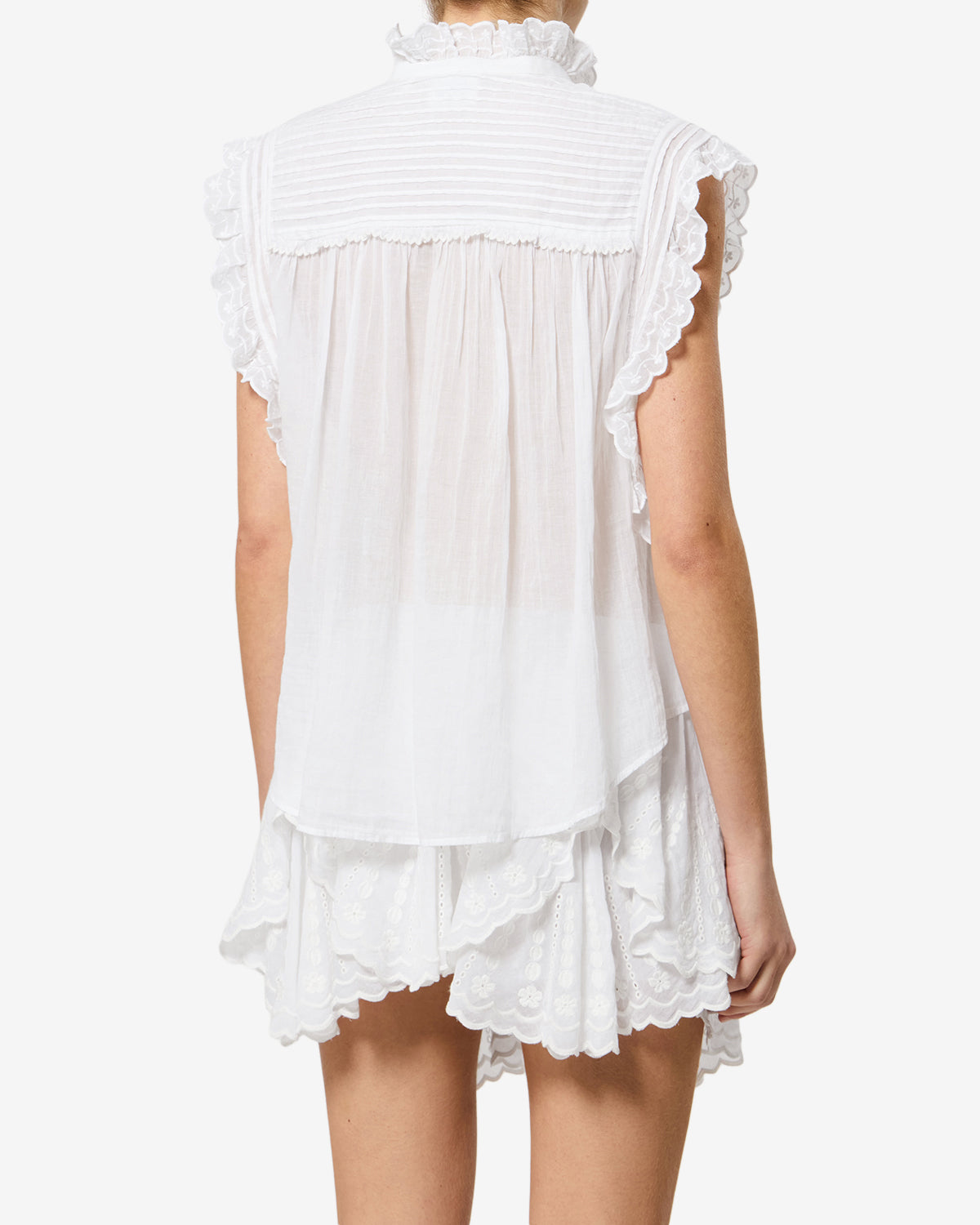 isabel marant刺繍入りホワイト半袖ブラウス DERSIA TOP • ISABEL MARANT