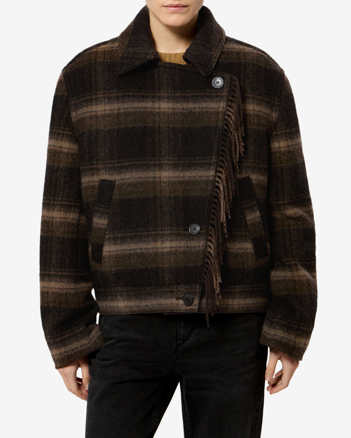 Galeane wool coat Woman Black/Khaki | ISABEL MARANT Official