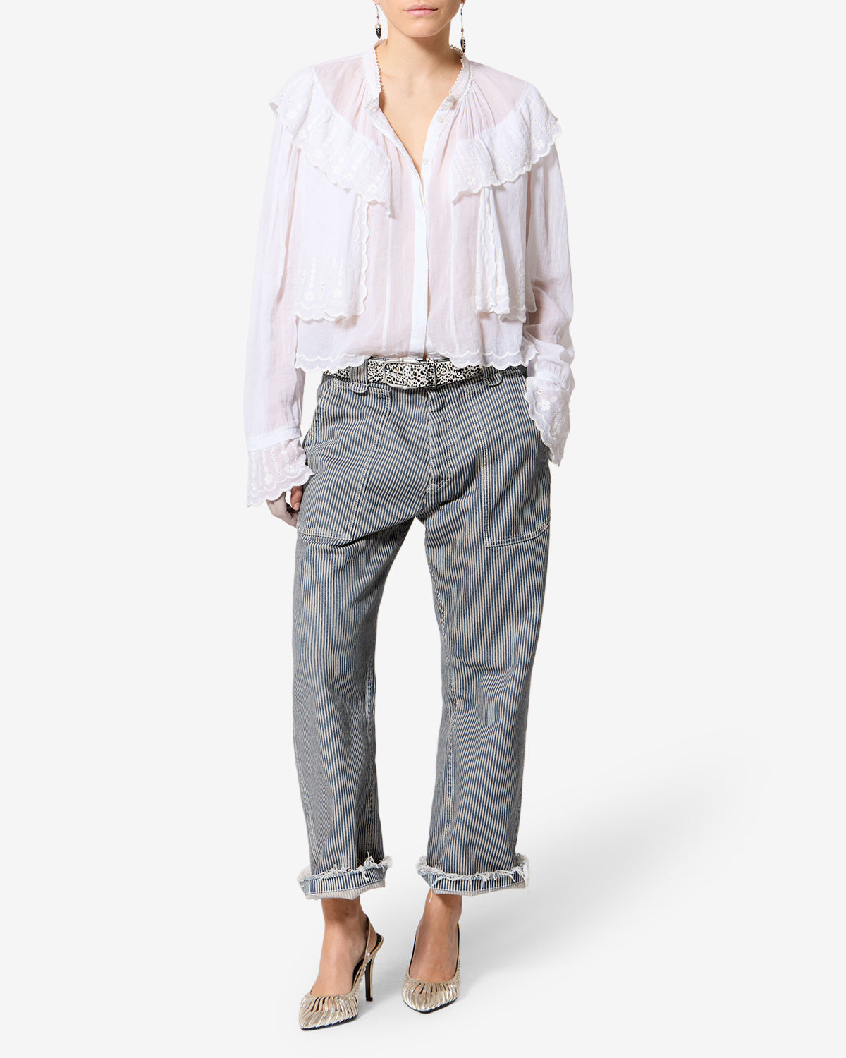 Ermina Pants Woman blue-white | ISABEL MARANT Official online store