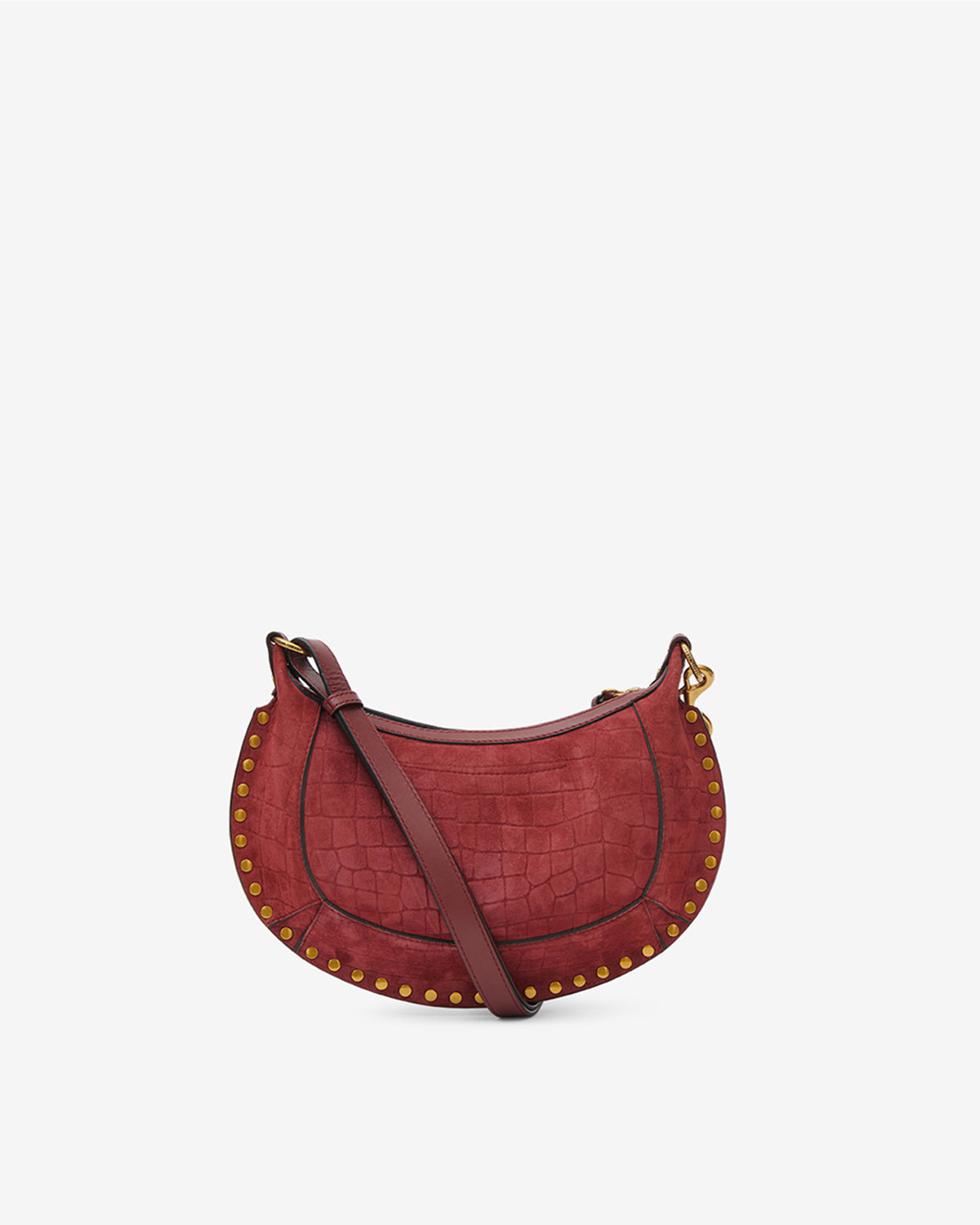 Oskan Moon bag in grained leather Woman cherry | ISABEL MARANT