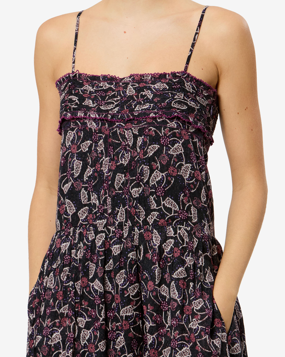 Demy Dress Woman Black/Raspberry | ISABEL MARANT Official online store